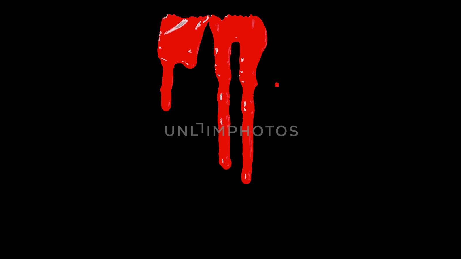 Blood Dripping Down Over Transparent Background with Alpha Channel. Easy use in motion design 4K