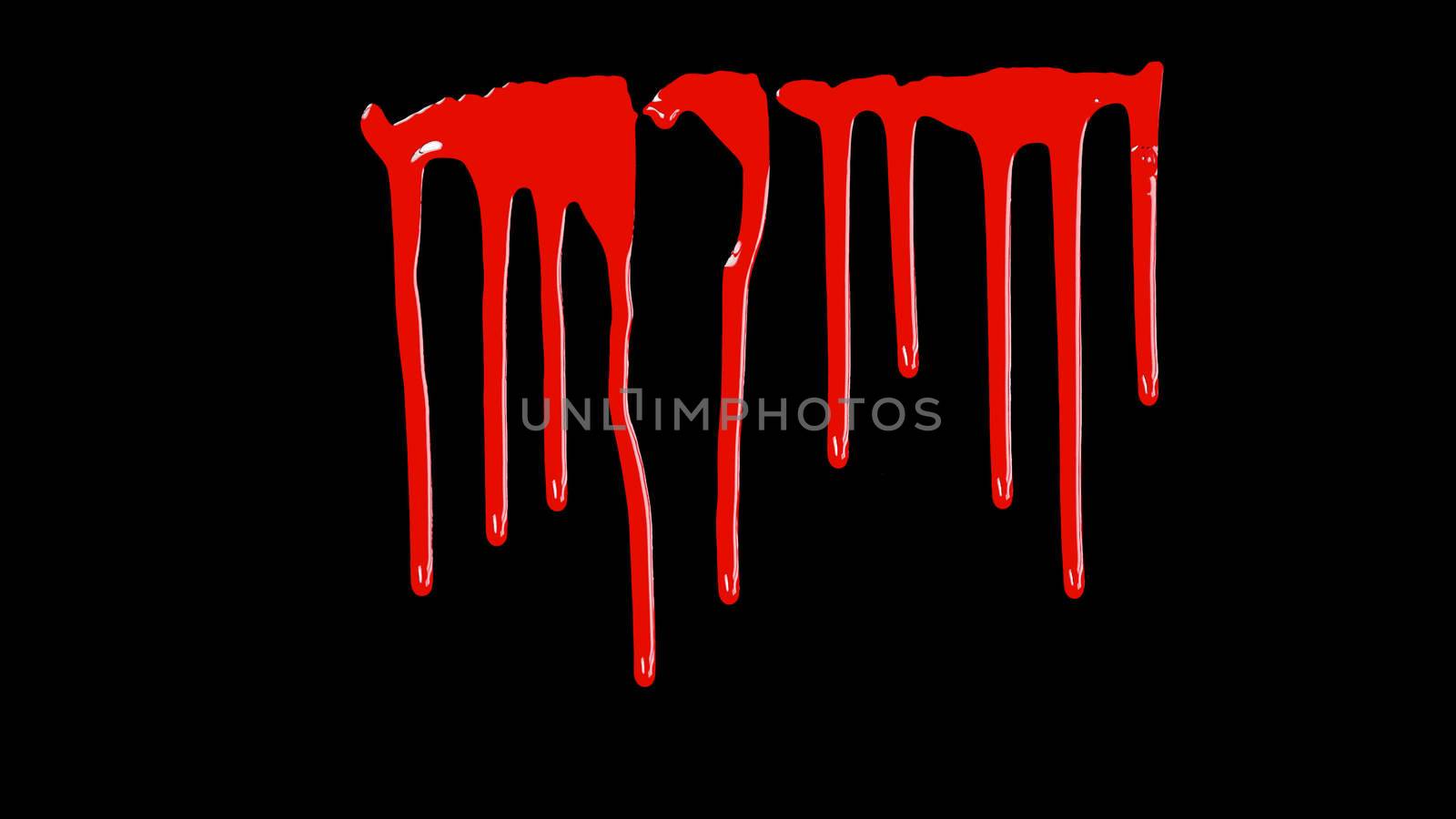 Blood Dripping Down Over Transparent Background with Alpha Channel. Easy use in motion design 4K