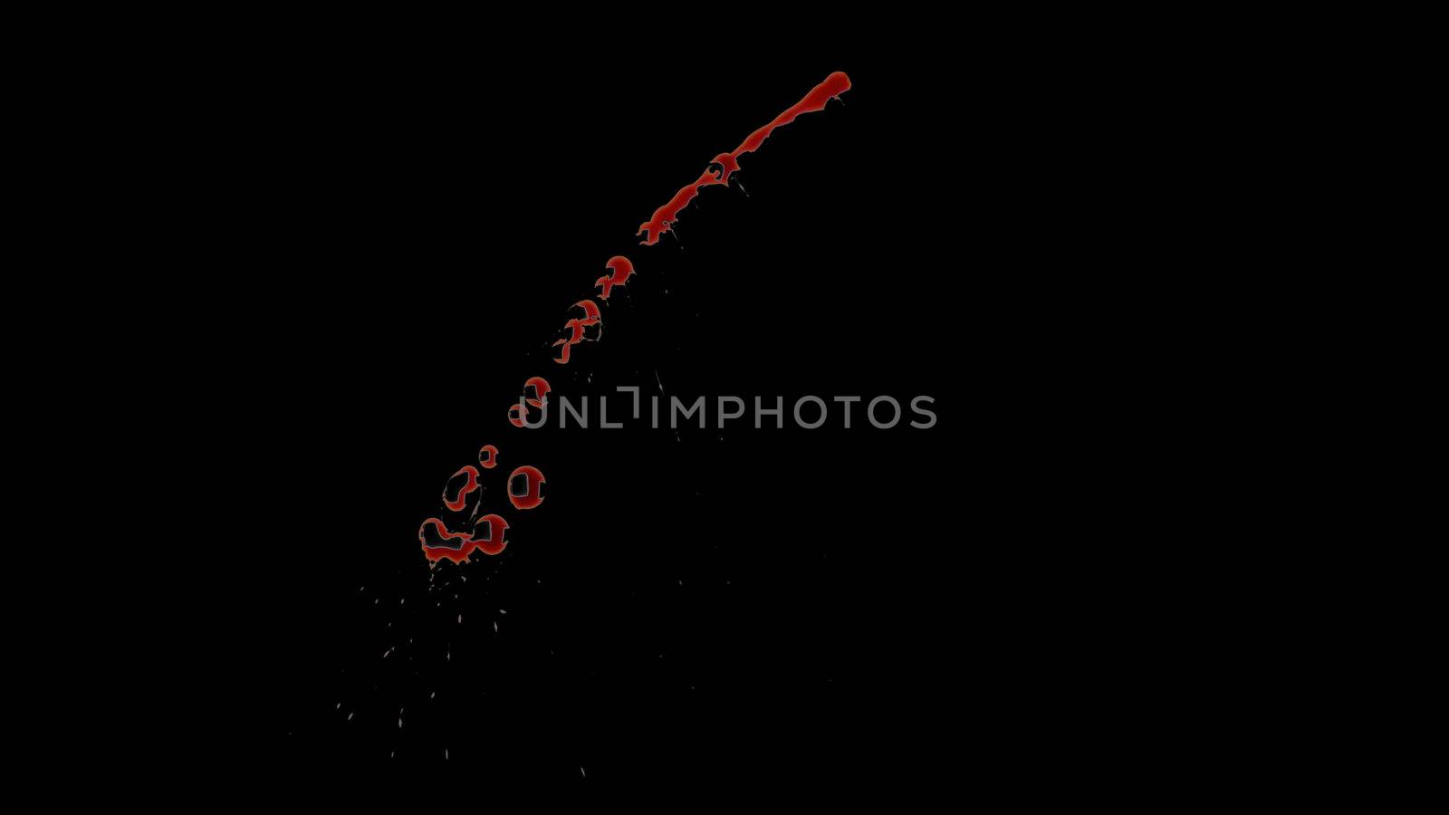 Blood Trail on the Transparent Background with Alpha Channel. Easy use in motion design 4K