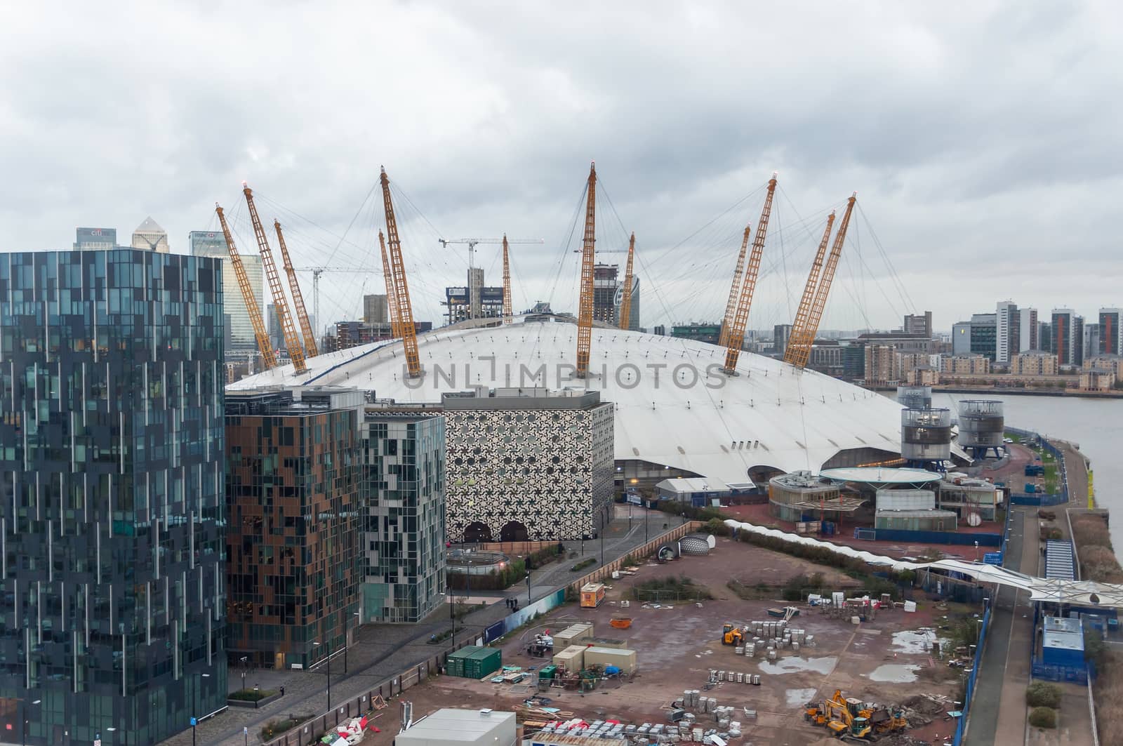 The O2 Arena in London on a rainy day by mkos83