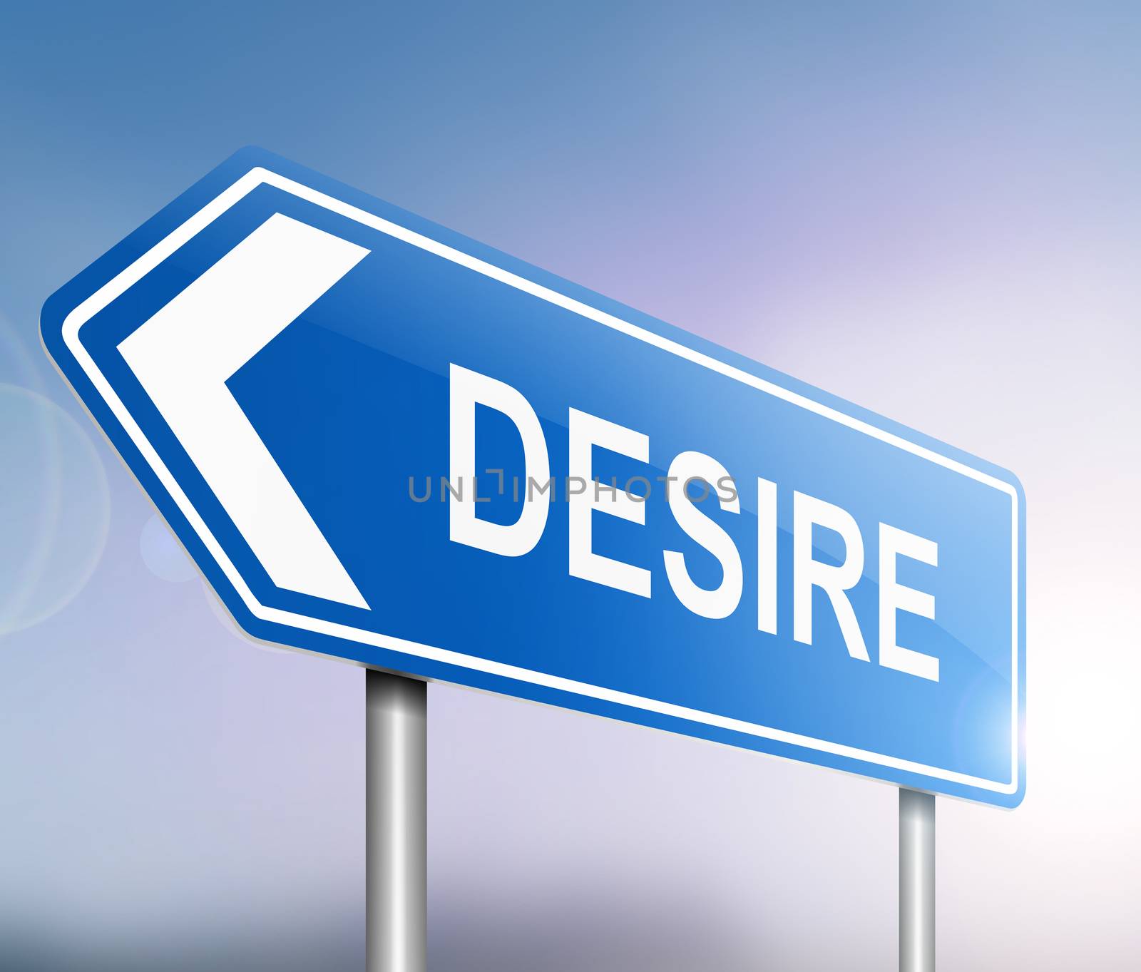 Illustration depicting a sign with a desire concept.