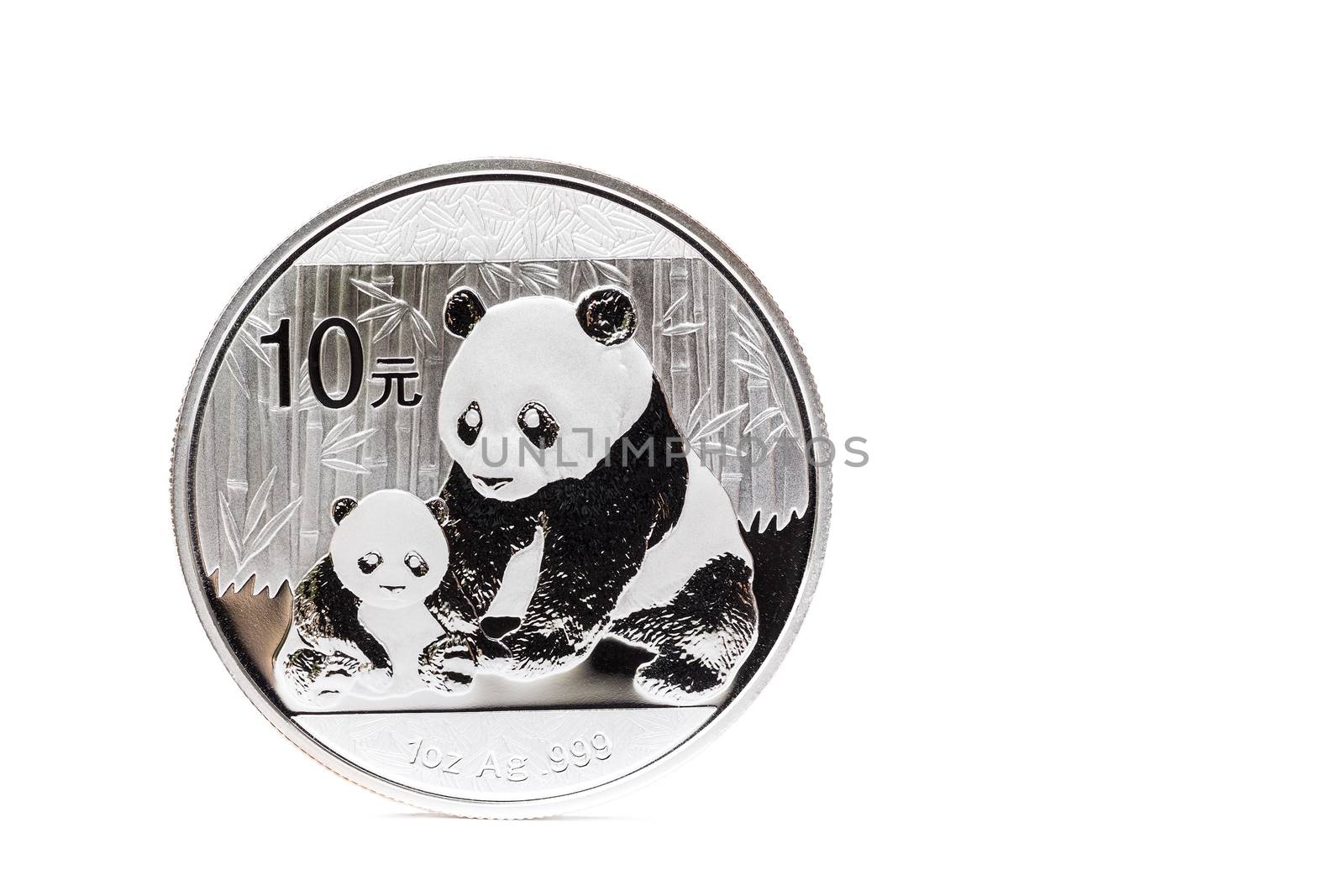 Silver coin with mother and child panda by BenSchonewille
