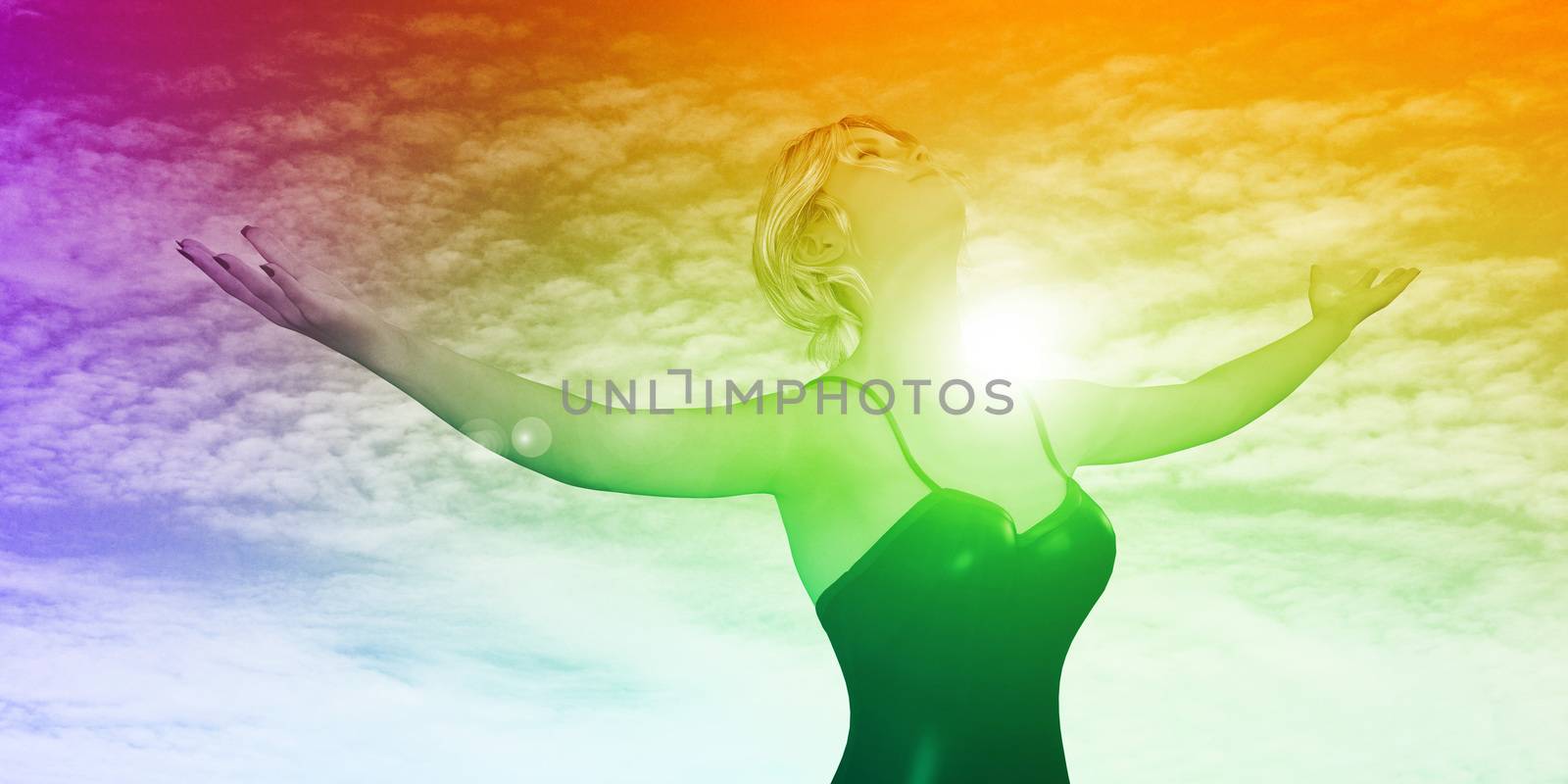 Financial Freedom Concept with Lady Jumping in the Air