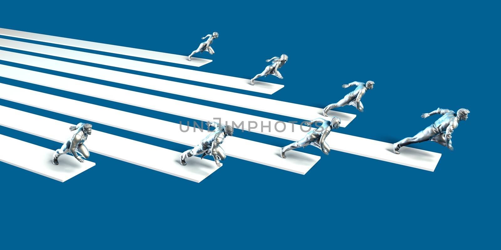 Excellence Concept with Team of Business People Running Together