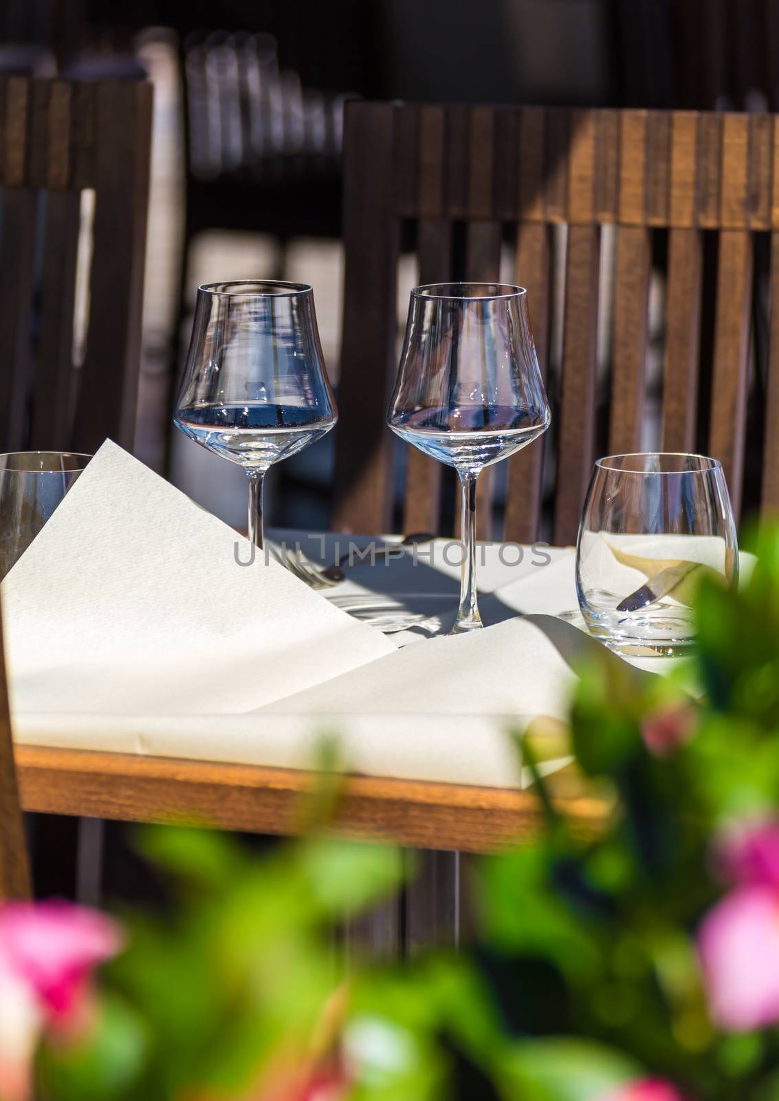 cutlery on the table in a restaurant