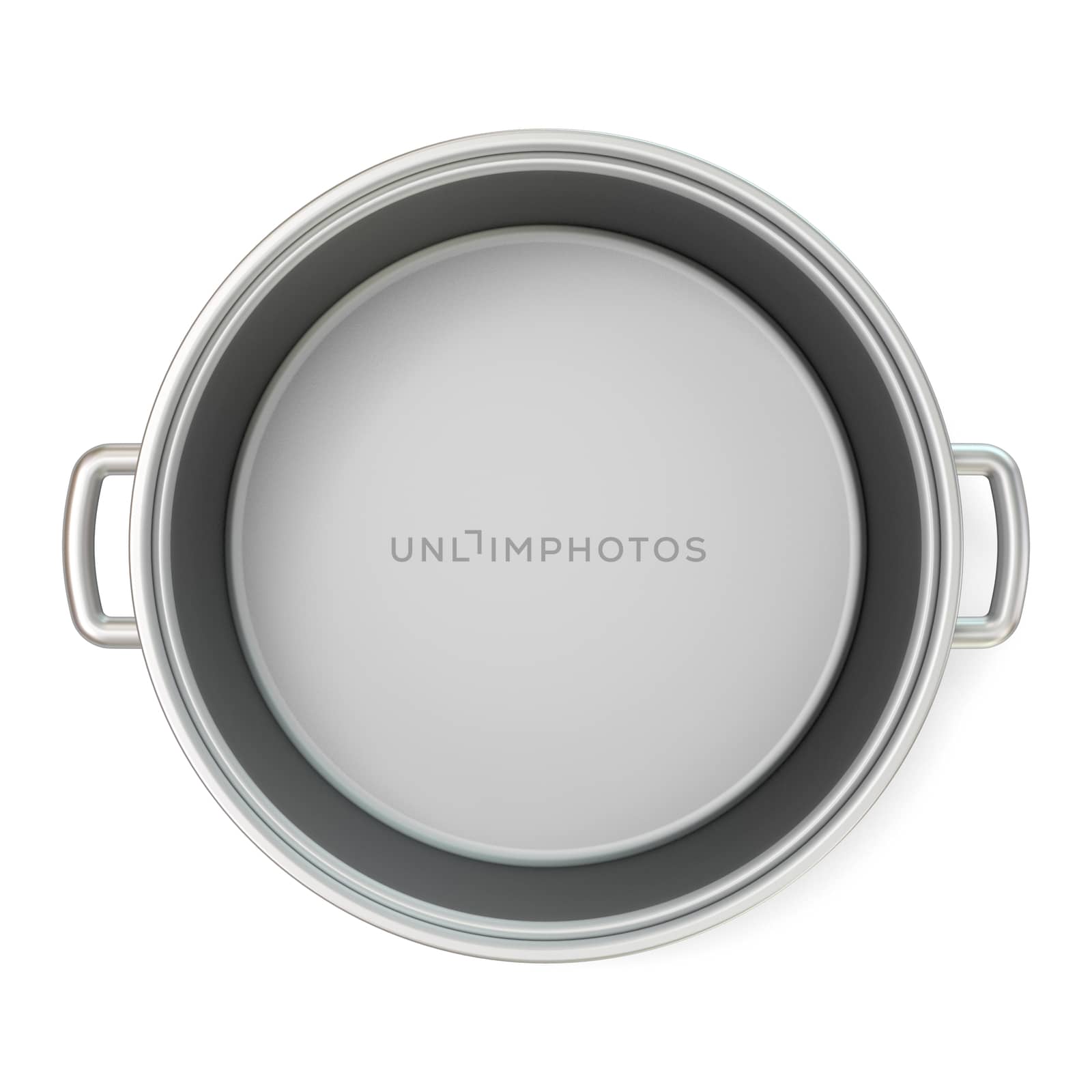 Empty cooking pot. Top view. 3D render illustration isolated on white background