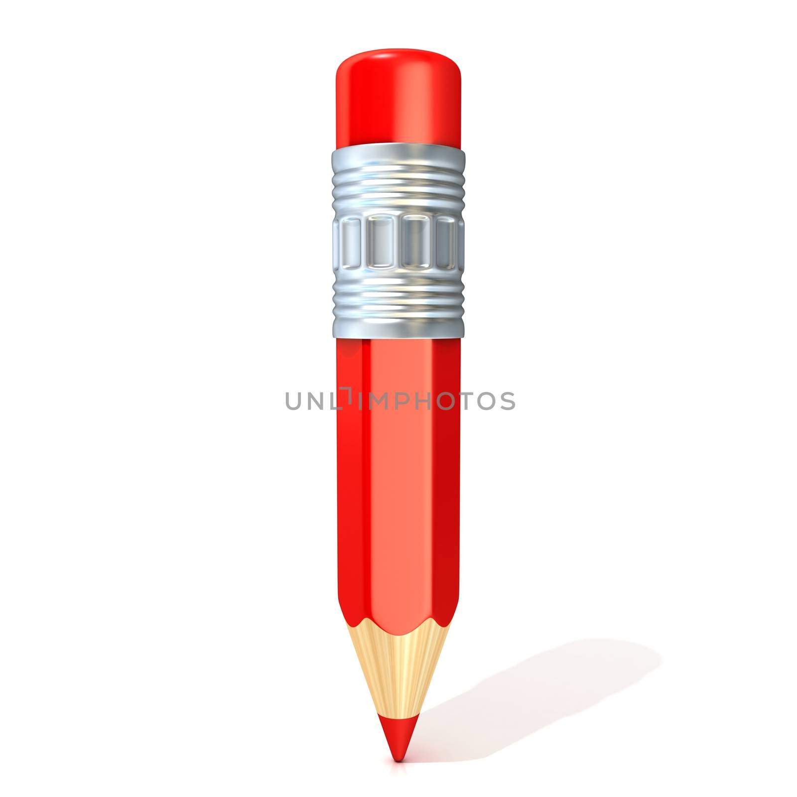 Red pencil, isolated on white background. 3D by djmilic