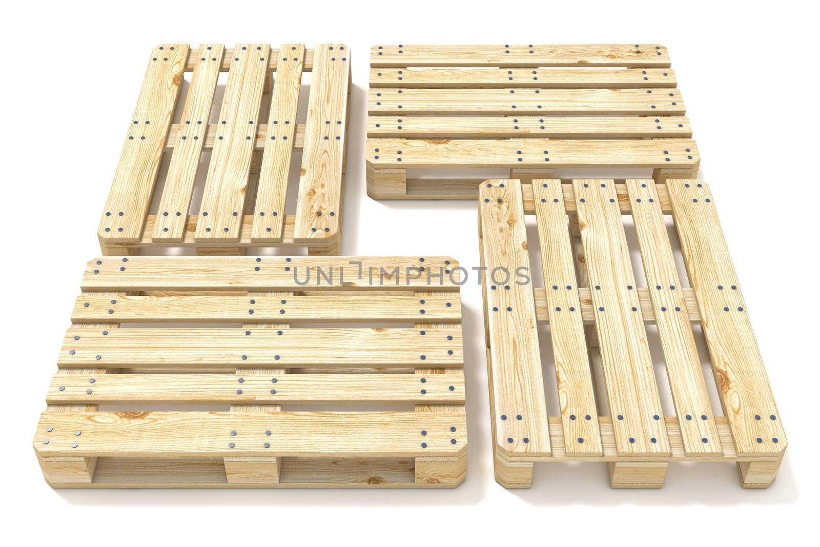 Wooden Euro pallets. Side view. 3D by djmilic