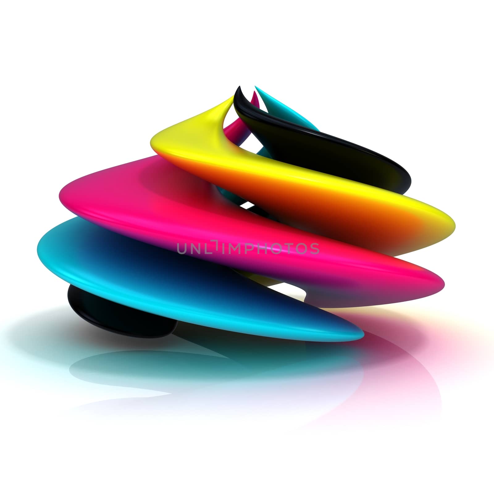 CMYK abstract shape isolated on white background