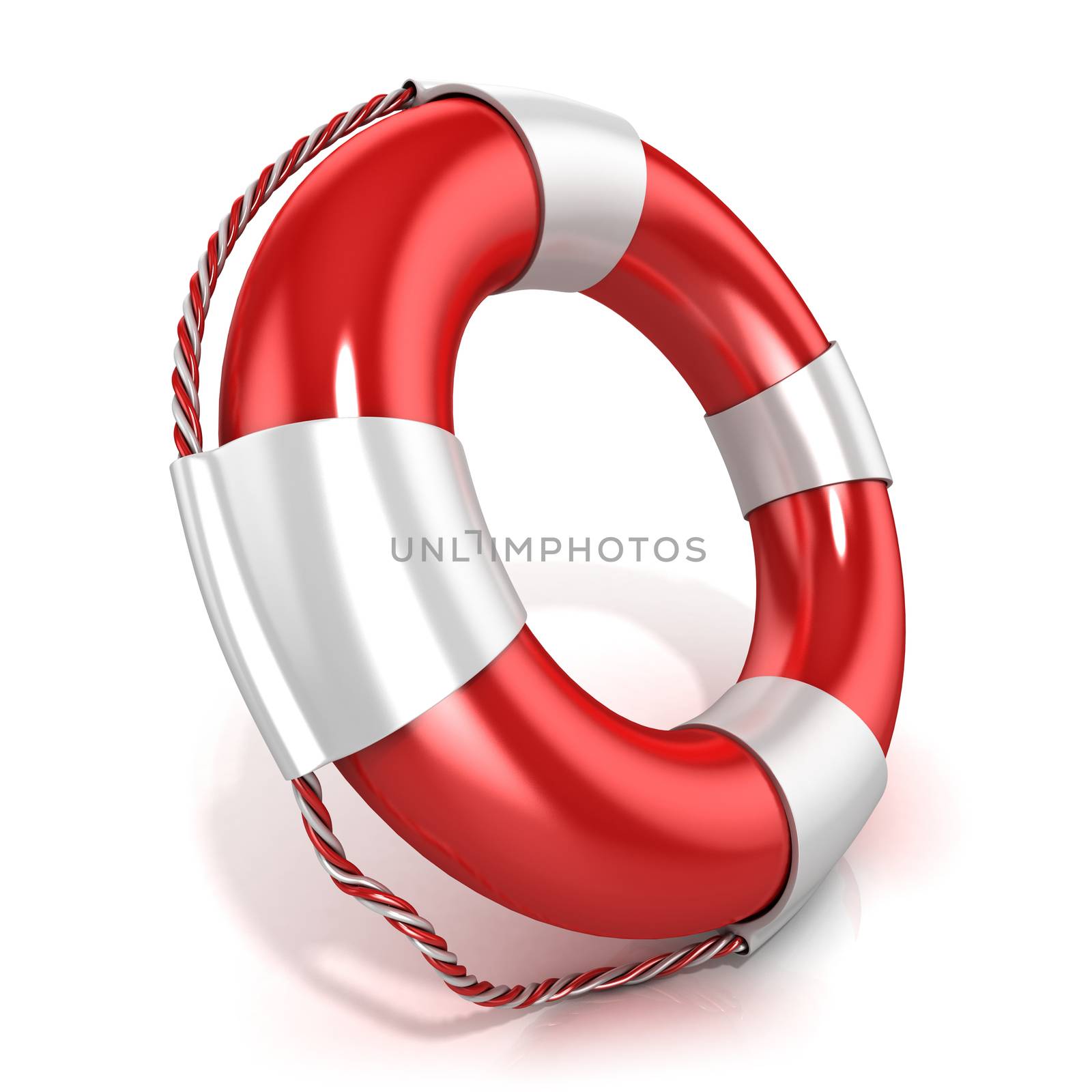 Lifebuoy isolated on white background. Left side view
