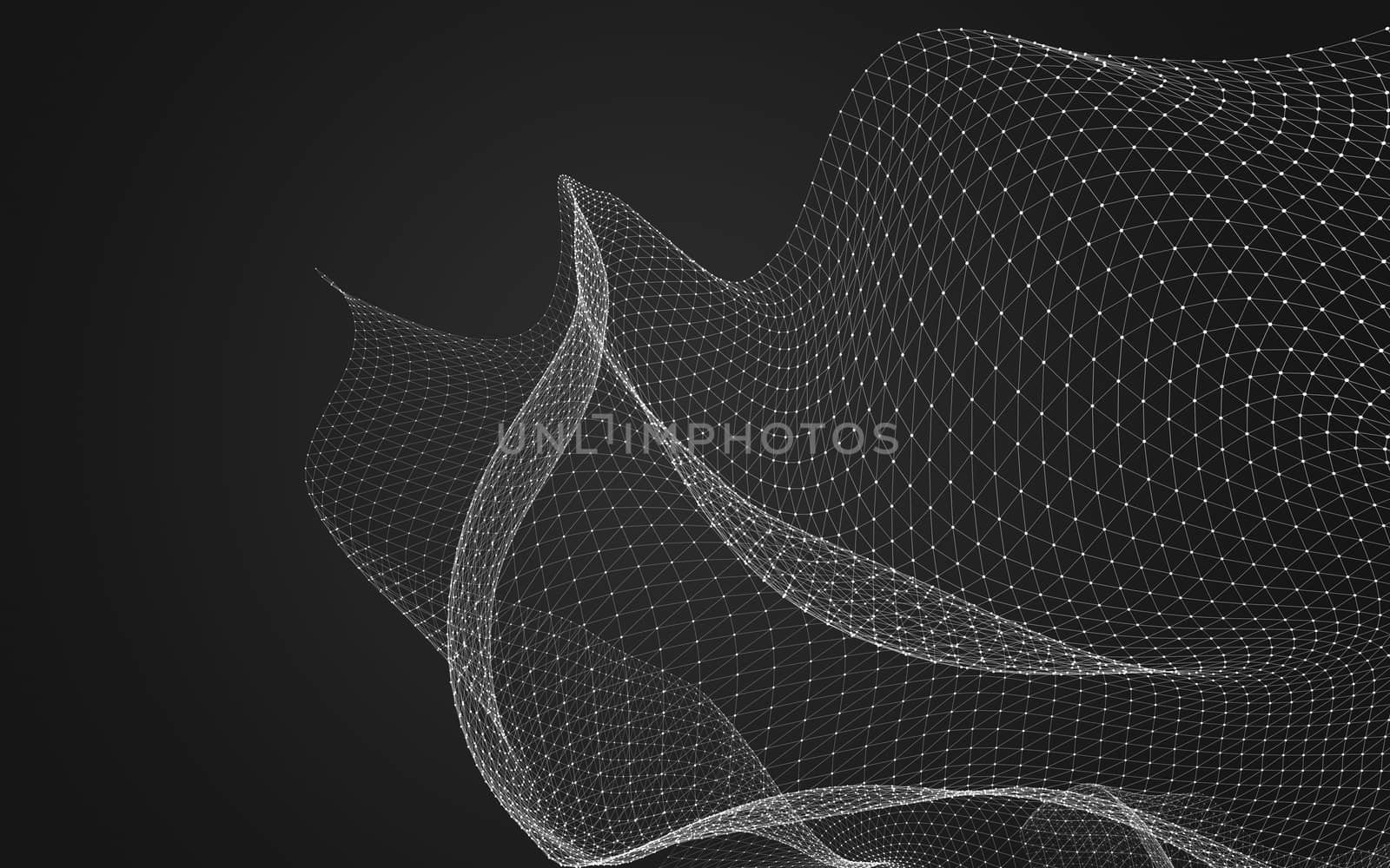 Abstract polygonal space low poly dark background with connecting dots and lines. Connection structure. 3d rendering