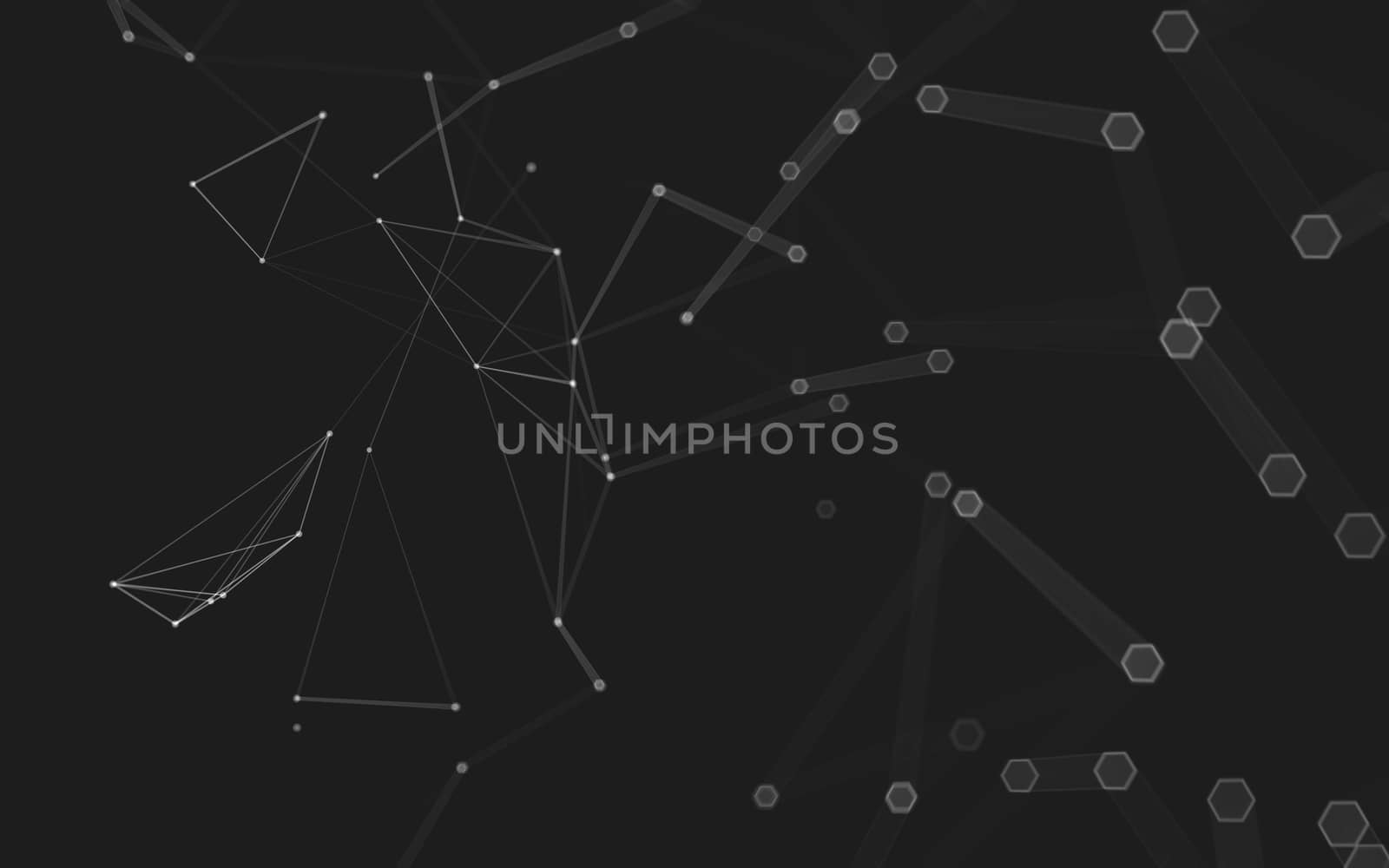 Abstract polygonal space low poly dark background with connecting dots and lines. Connection structure. 3d rendering