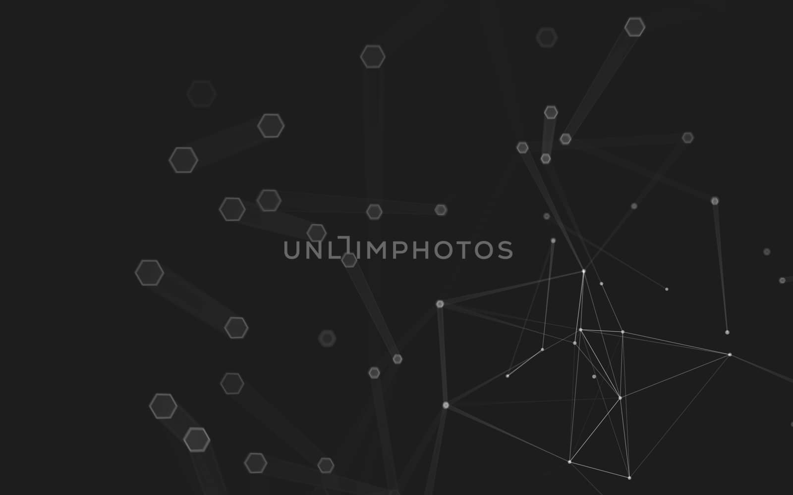 Abstract polygonal space low poly dark background with connecting dots and lines. Connection structure. 3d rendering