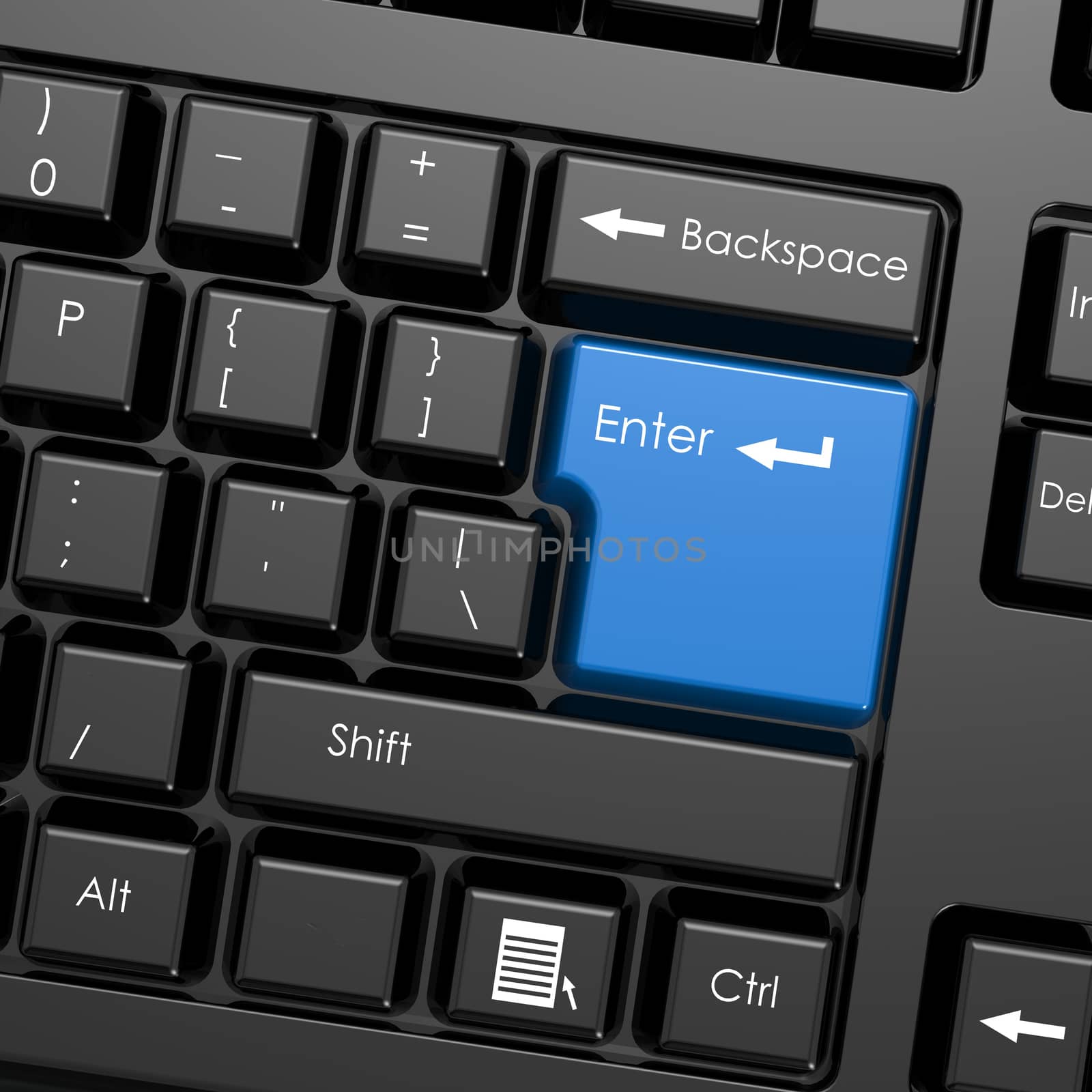 Blue enter button in black keyboard by tang90246