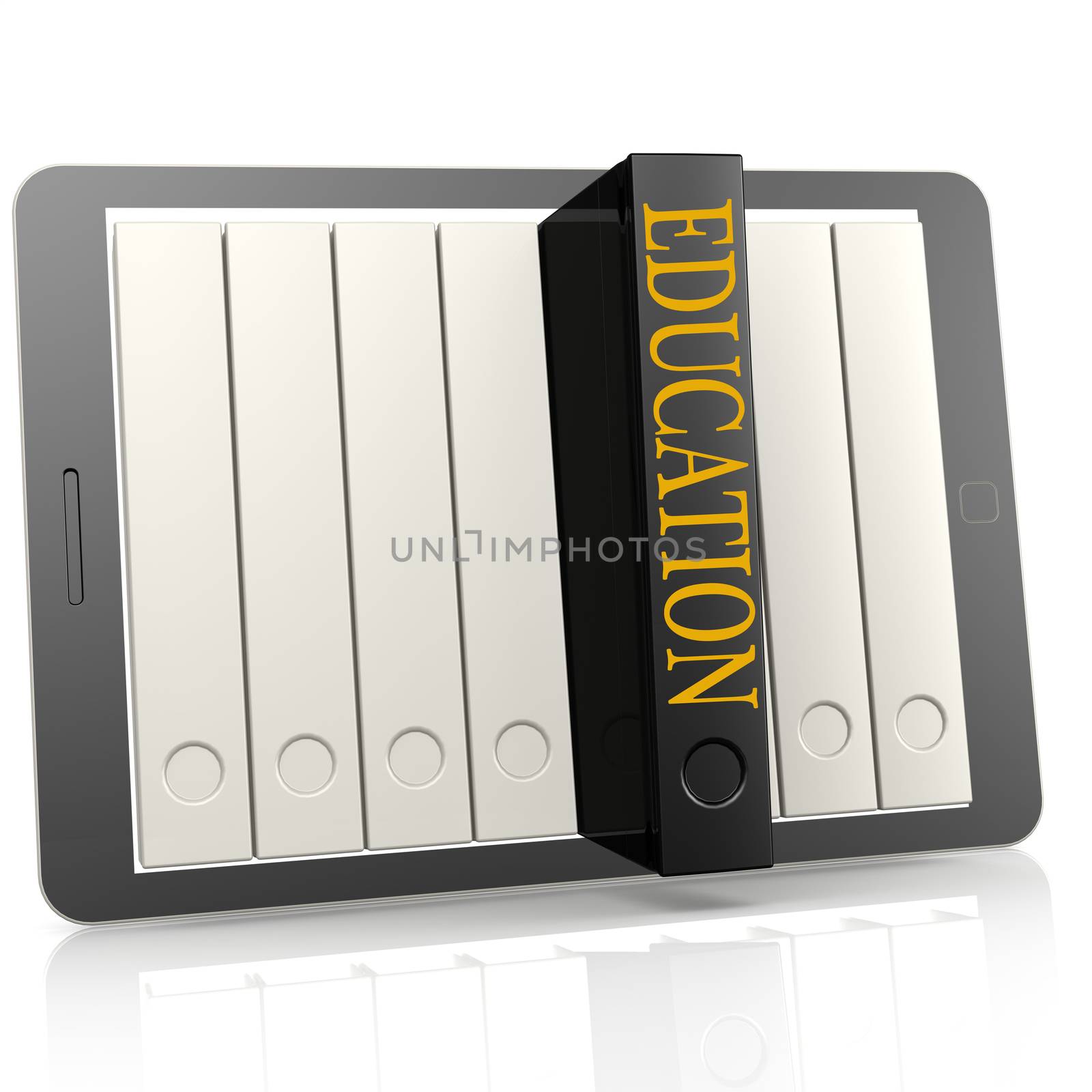 Book and tablet education concept, 3D rendering