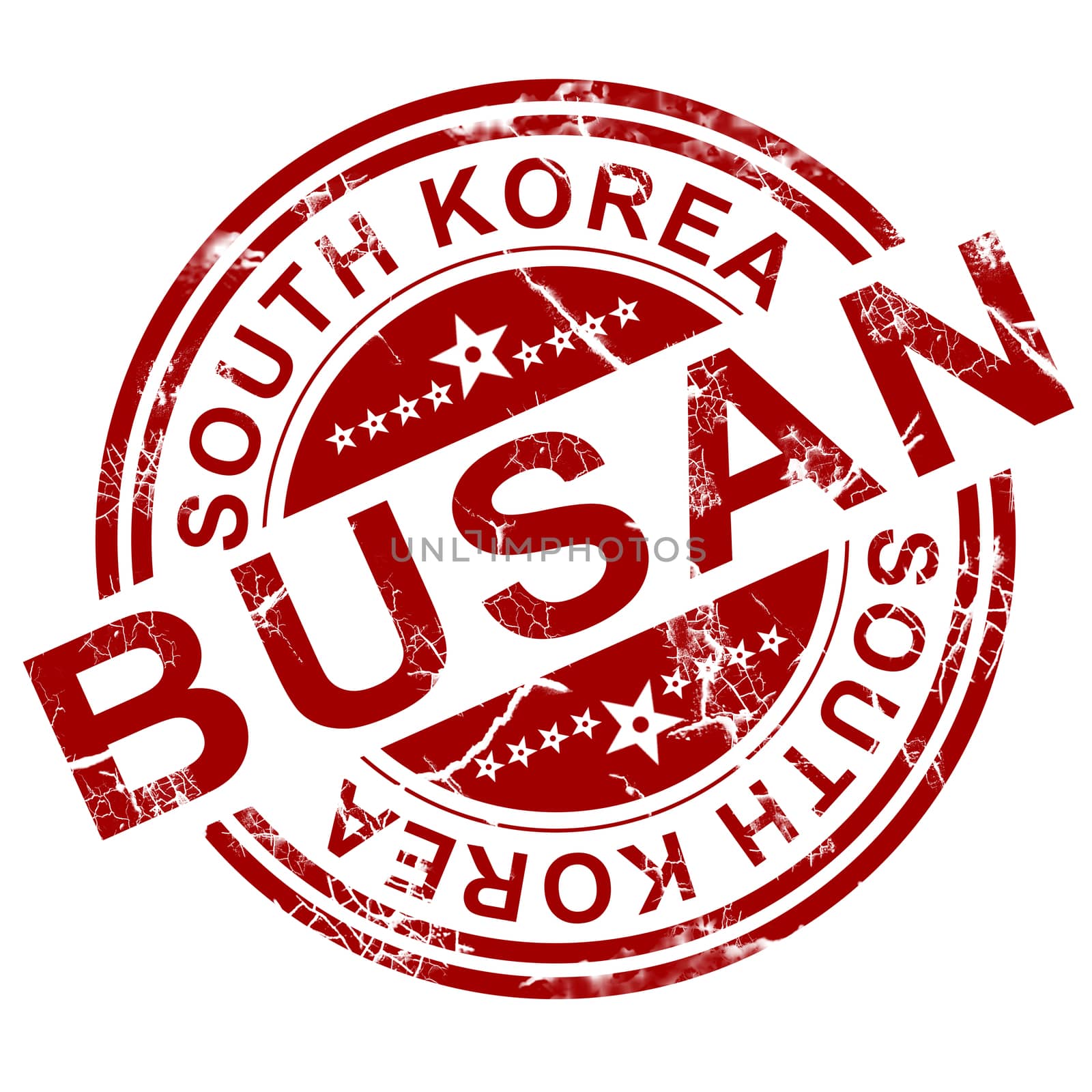 Red Busan stamp with white background, 3D rendering