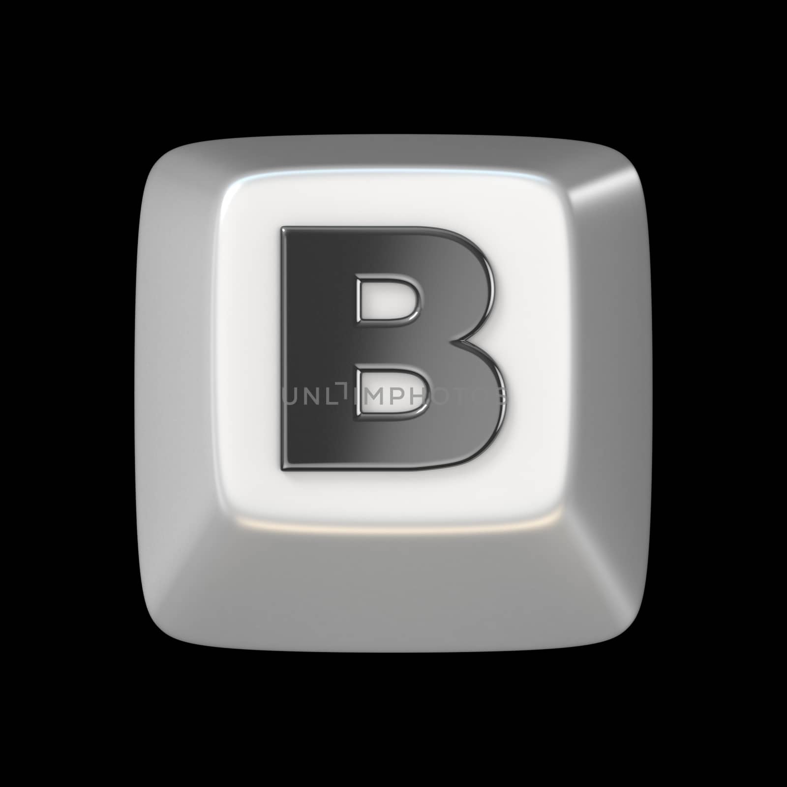 Computer keyboard key FONT. Letter B 3D render illustration isolated on black background