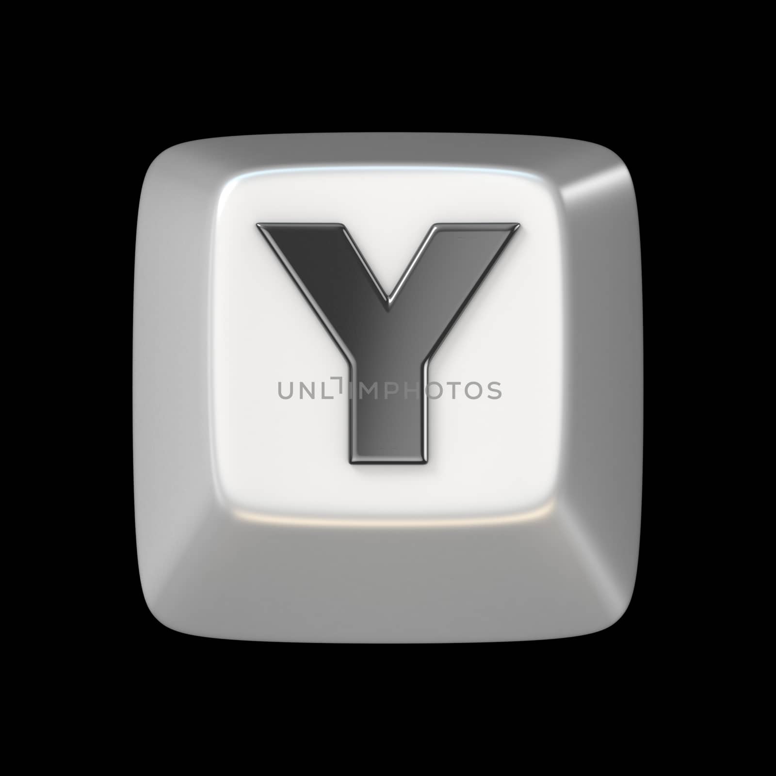 Computer keyboard key FONT. Letter Y 3D render illustration isolated on black background