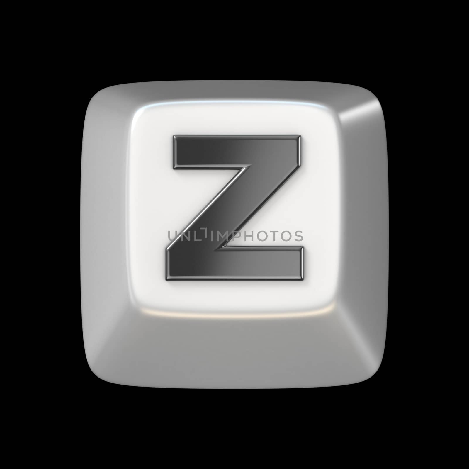 Computer keyboard key FONT. Letter Z 3D render illustration isolated on black background