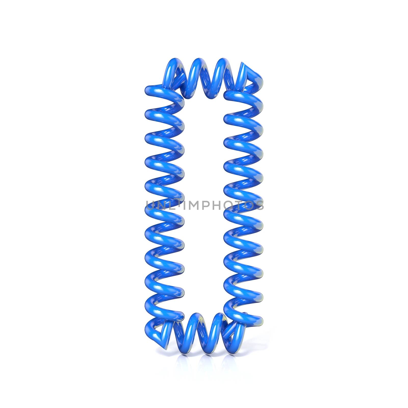 Spring, spiral cable font collection letter - I. 3D render illustration, isolated on white background