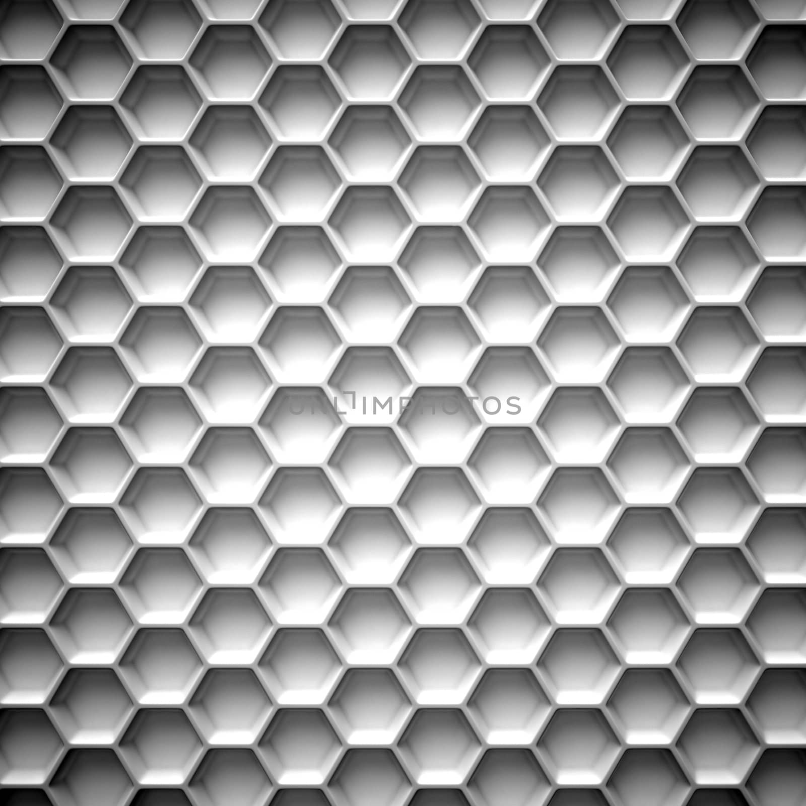 Black and white honeycomb. Abstract background. 3D illustration isolated on white background