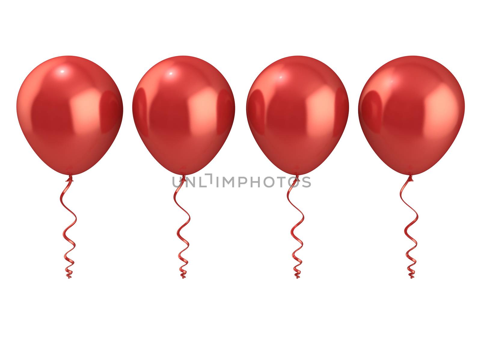 Red balloons, isolated on white background