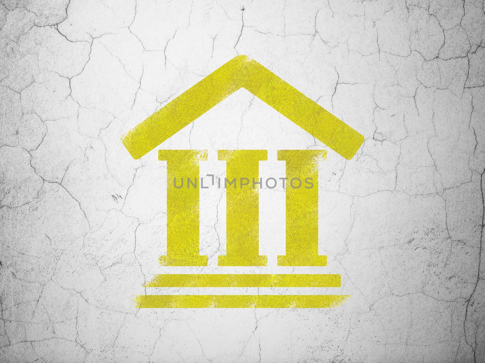 Law concept: Yellow Courthouse on textured concrete wall background