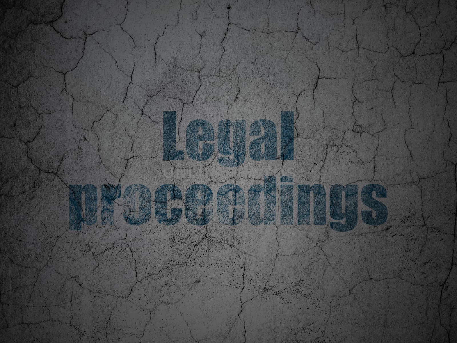 Law concept: Blue Legal Proceedings on grunge textured concrete wall background