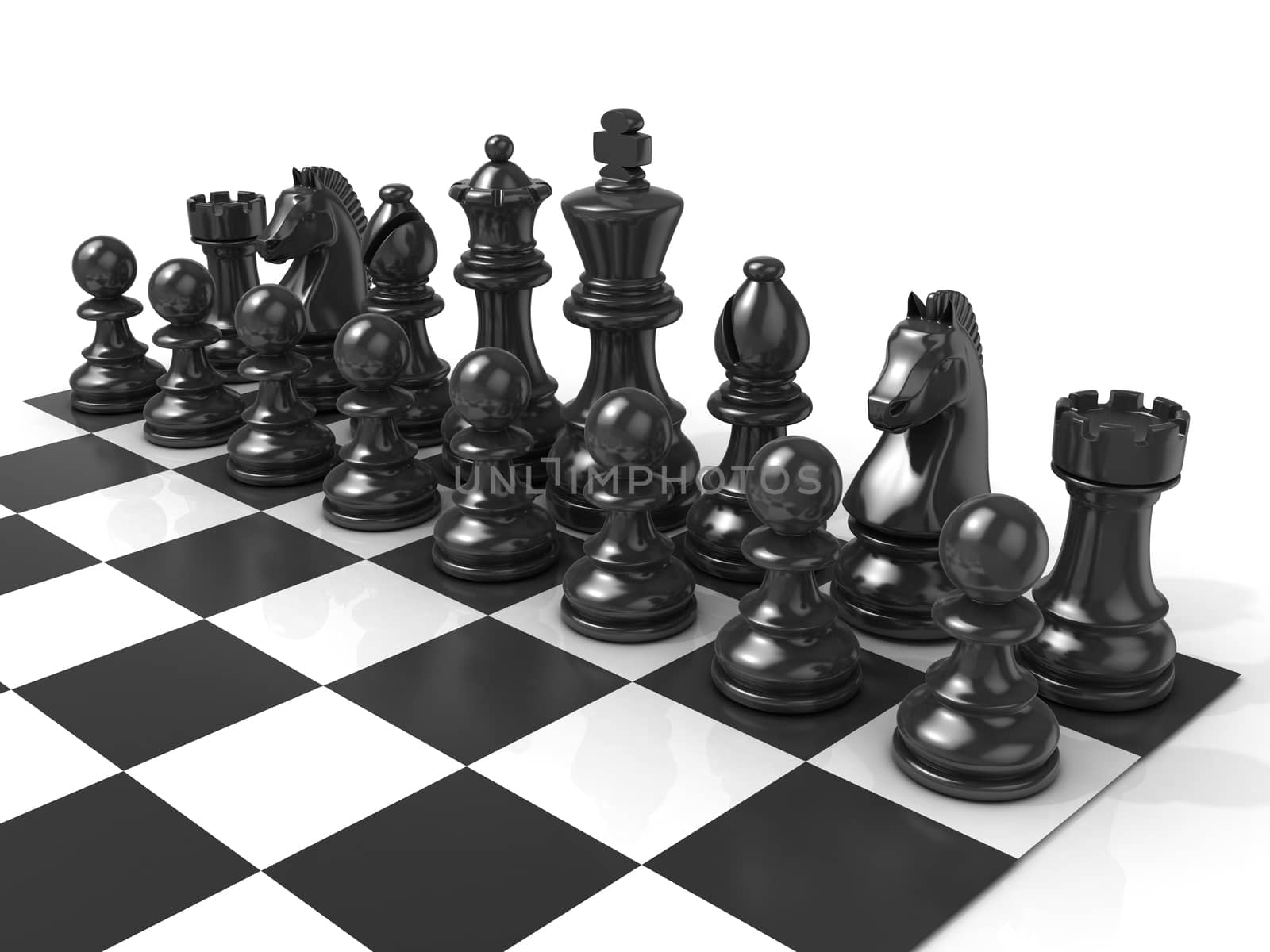 Chess board with black chess pieces by djmilic