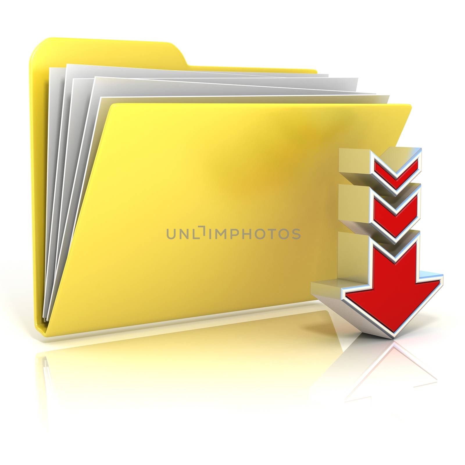 Download folder icon, isolated on white background