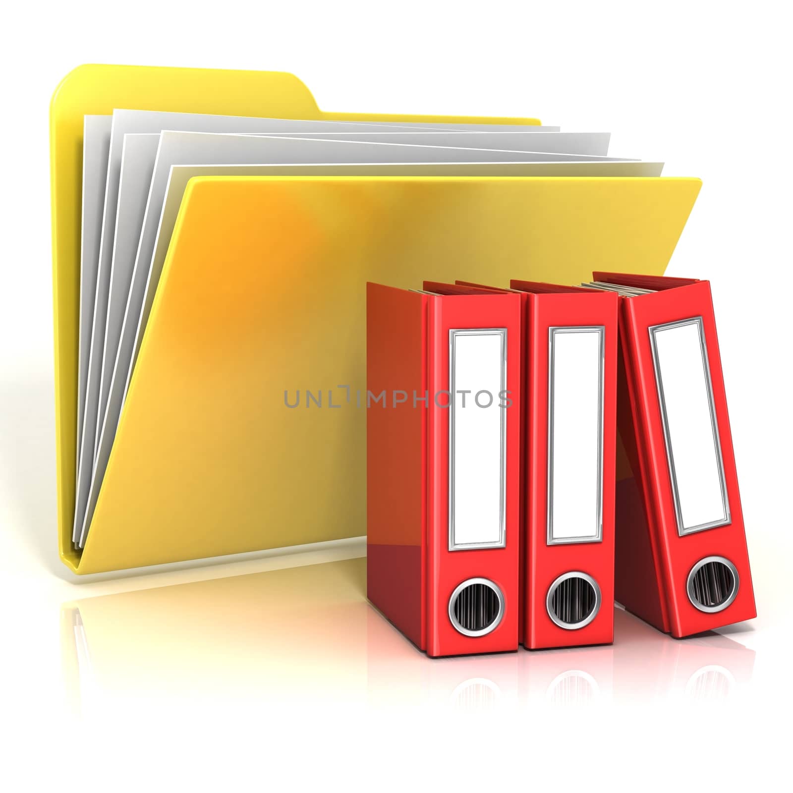 Folder icon with red ring binders. 3D by djmilic