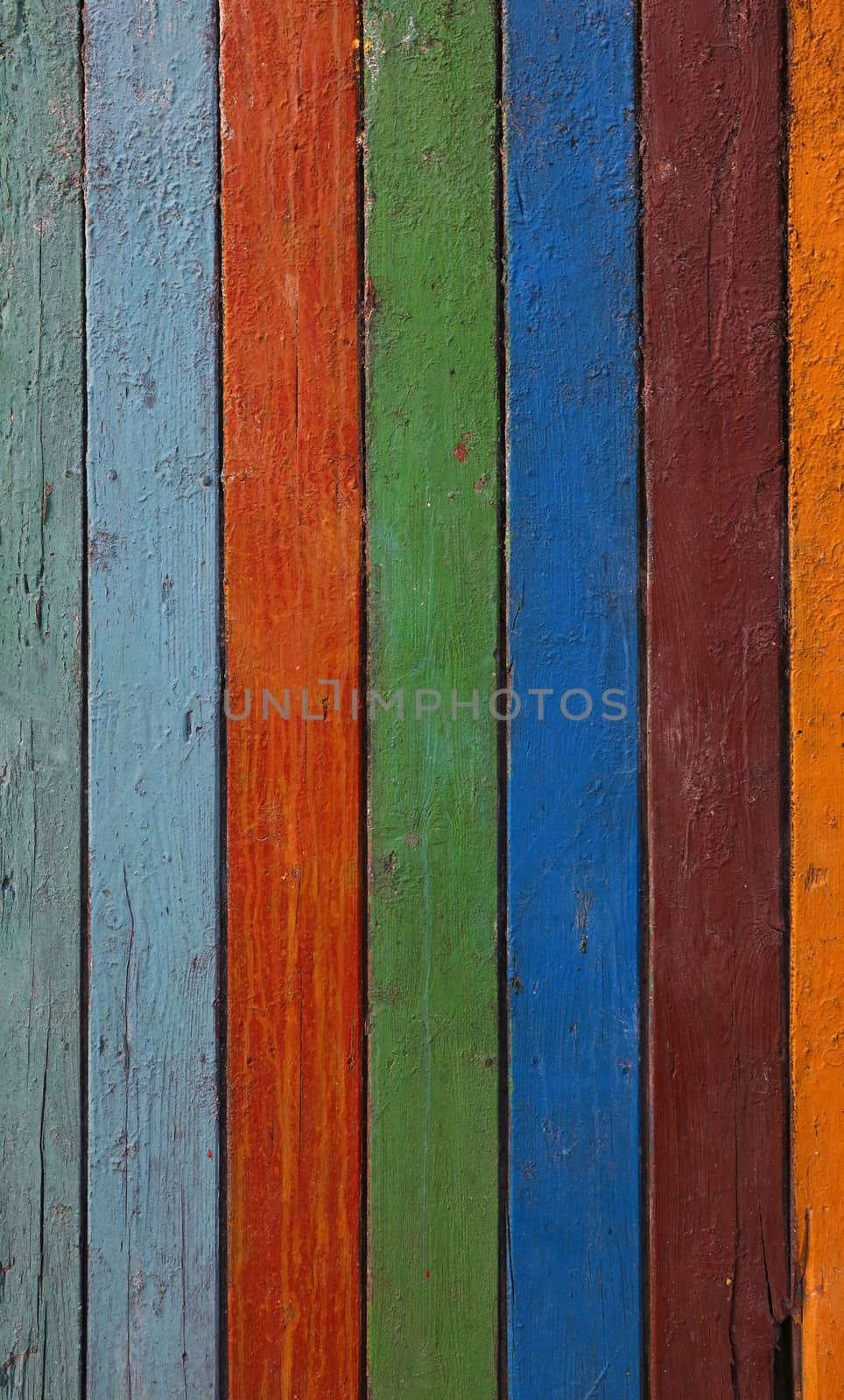 Multicolor old vintage grunge dirty painted colorful wooden planks background texture close up