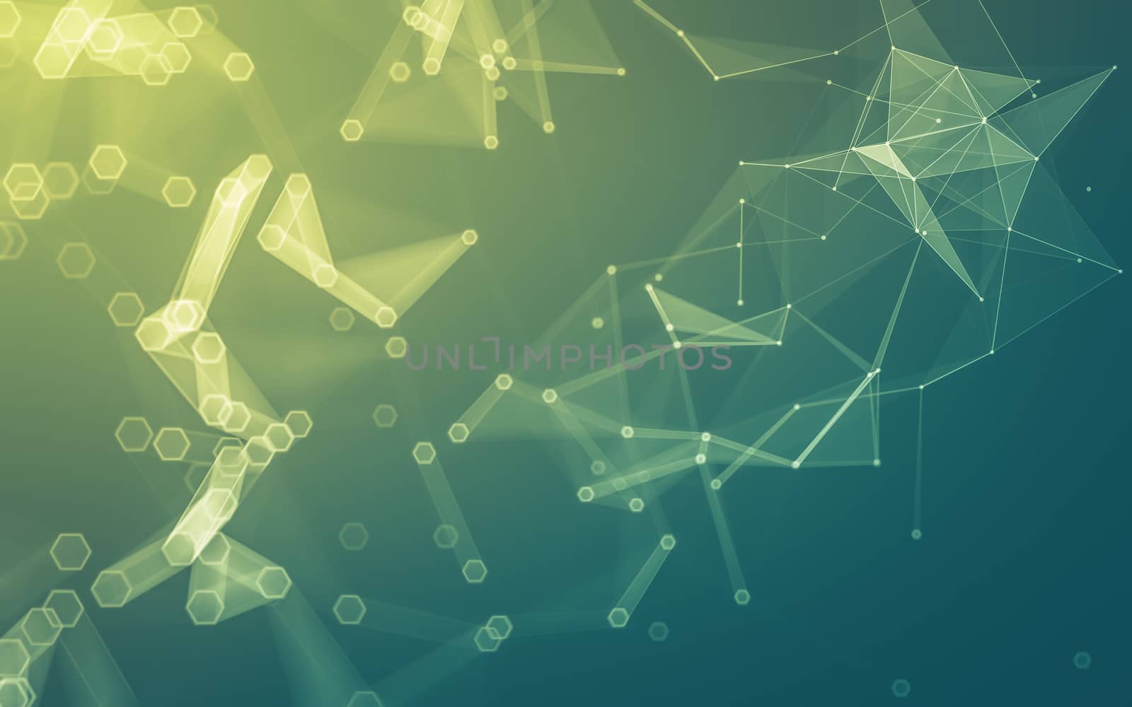 Abstract polygonal space low poly dark background with connecting dots and lines. Connection structure. 3d rendering