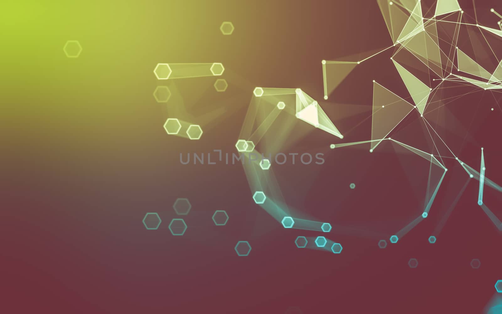 Abstract polygonal space low poly dark background with connecting dots and lines. Connection structure. 3d rendering