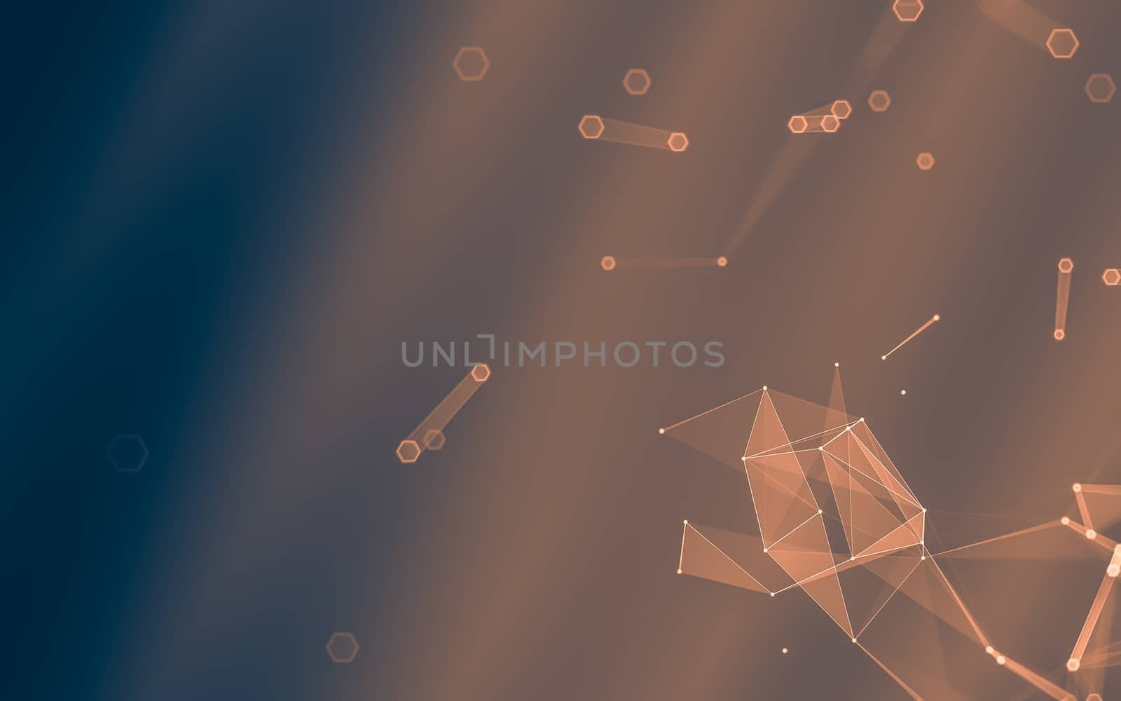 Abstract polygonal space low poly dark background with connecting dots and lines. Connection structure. 3d rendering