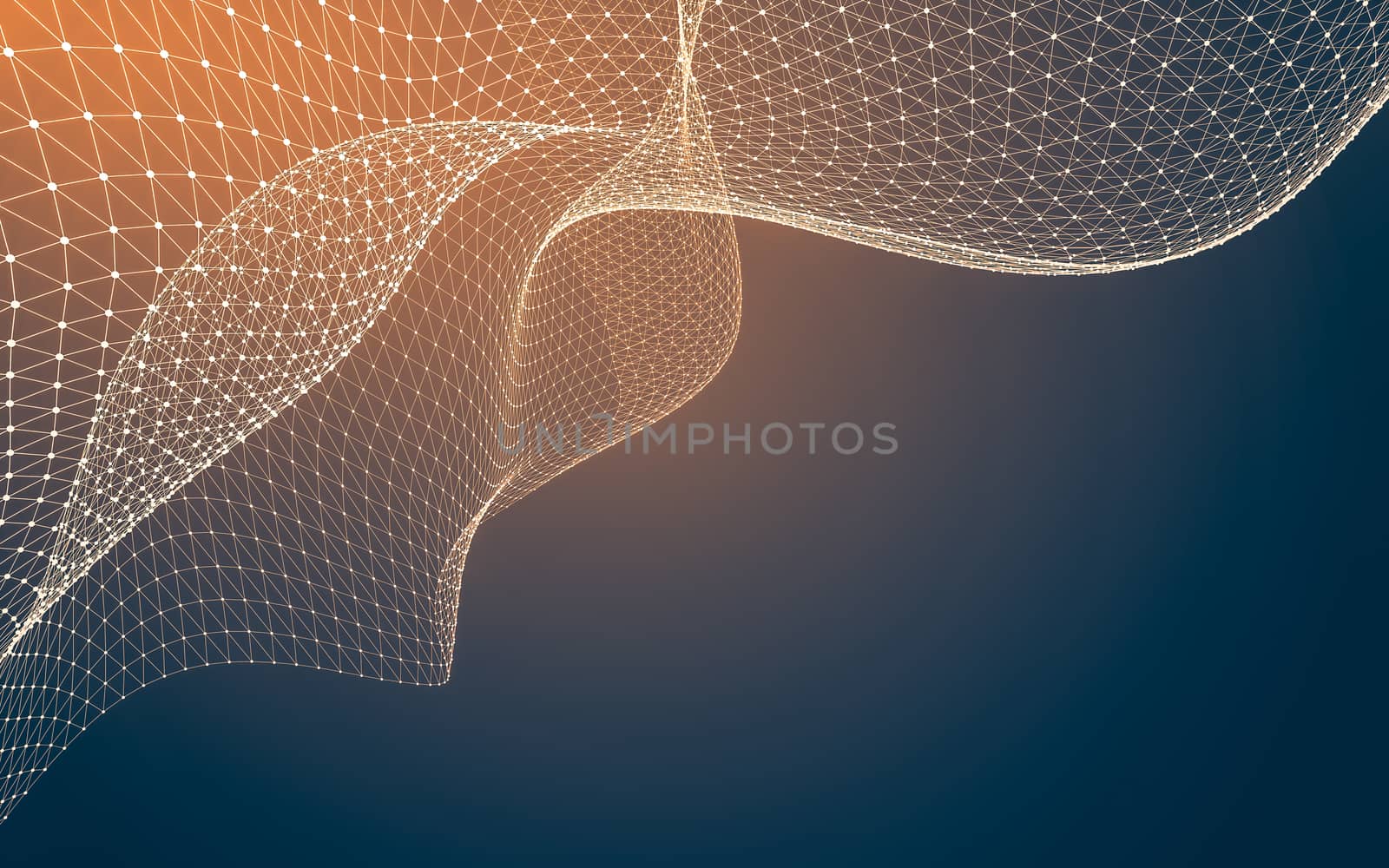 Abstract polygonal space low poly dark background with connecting dots and lines. Connection structure. 3d rendering