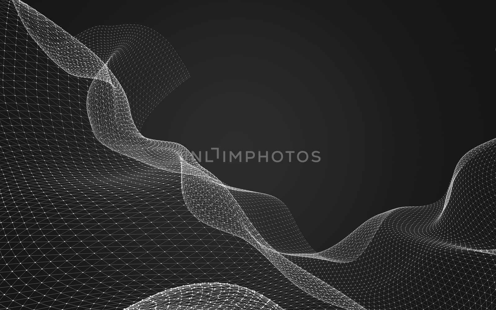 Abstract polygonal space low poly dark background, 3d rendering by teerawit