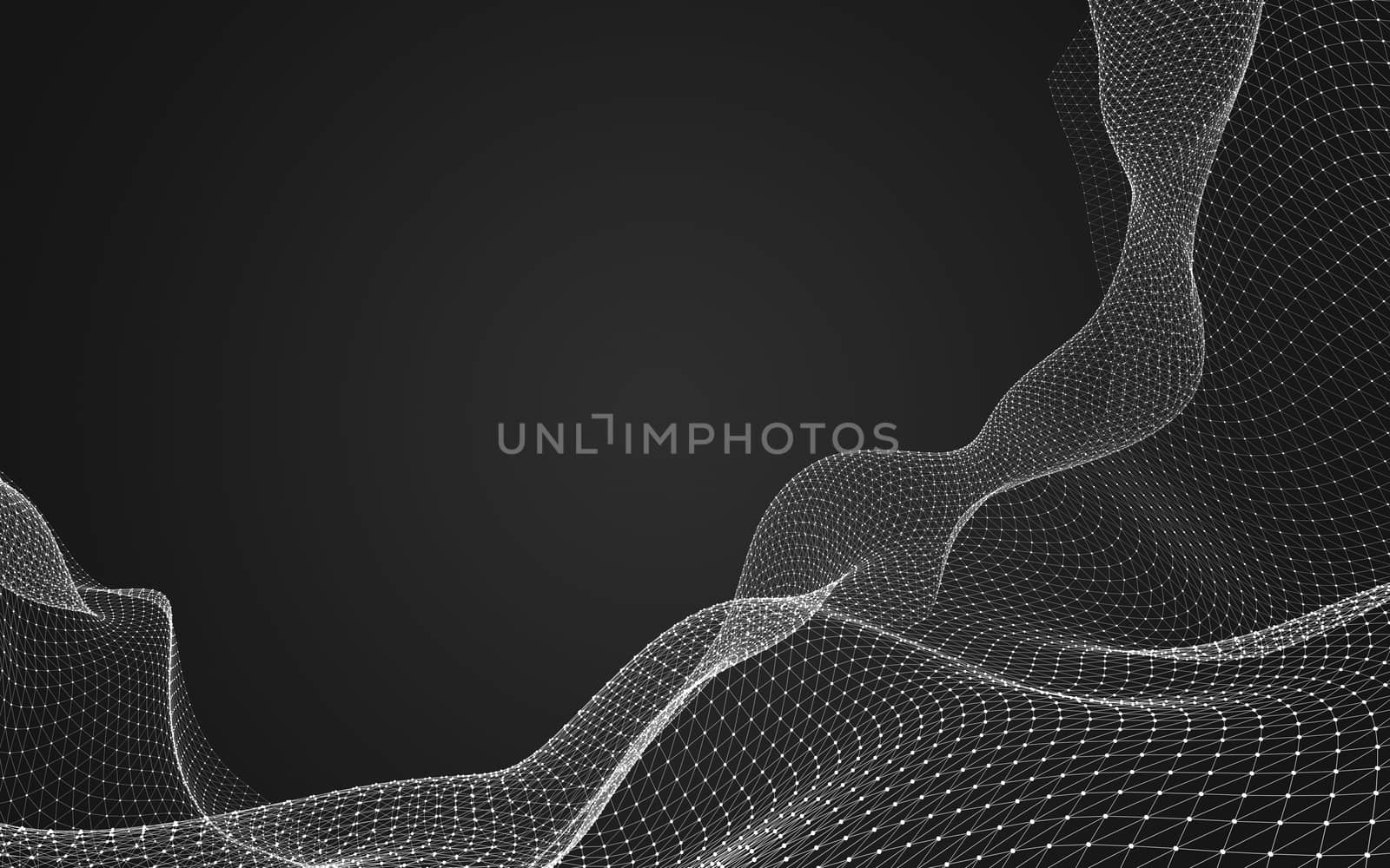 Abstract polygonal space low poly dark background with connecting dots and lines. Connection structure. 3d rendering