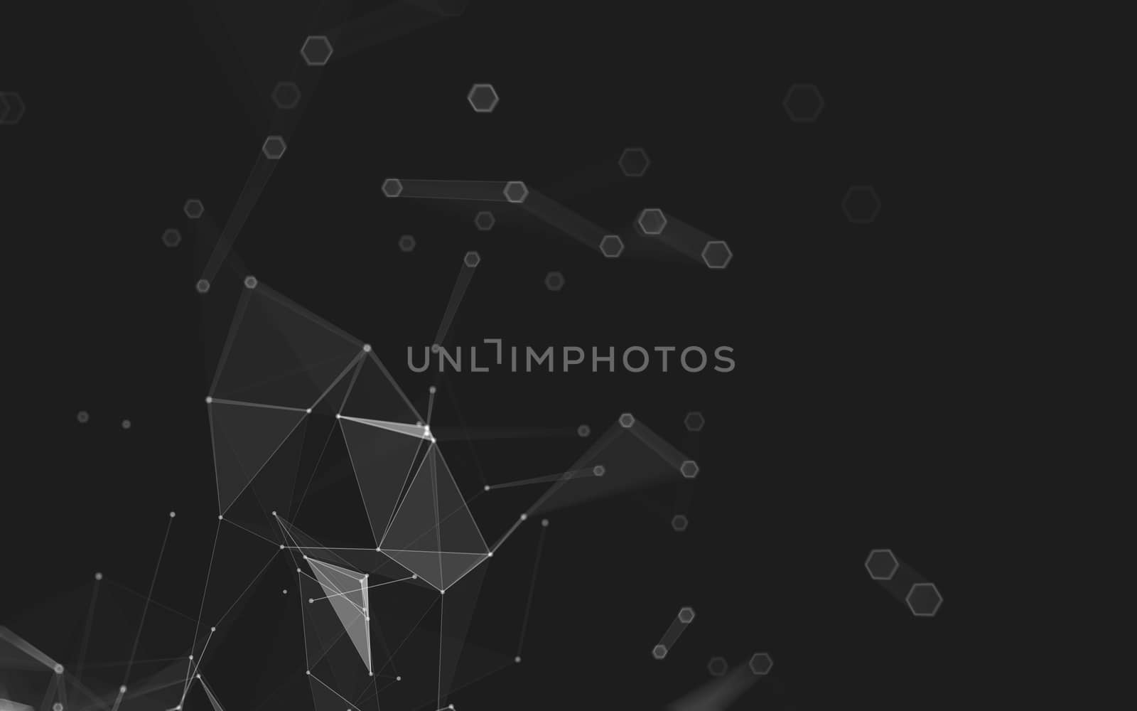 Abstract polygonal space low poly dark background with connecting dots and lines. Connection structure. 3d rendering