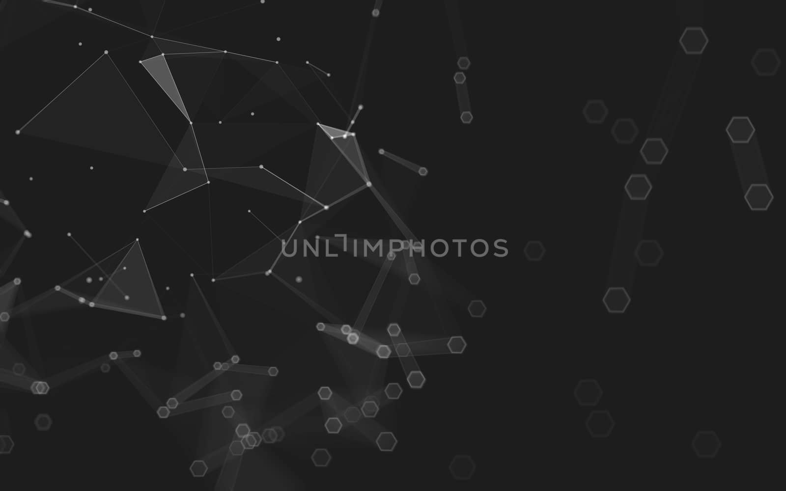 Abstract polygonal space low poly dark background with connecting dots and lines. Connection structure. 3d rendering