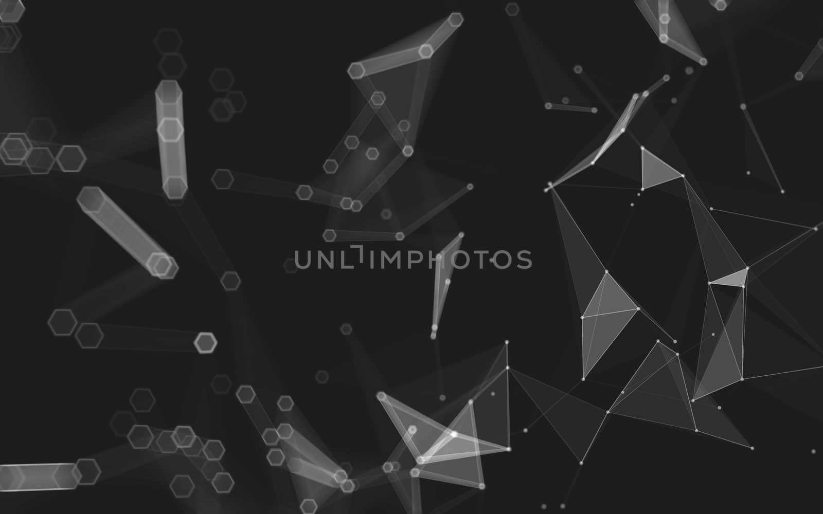 Abstract polygonal space low poly dark background with connecting dots and lines. Connection structure. 3d rendering