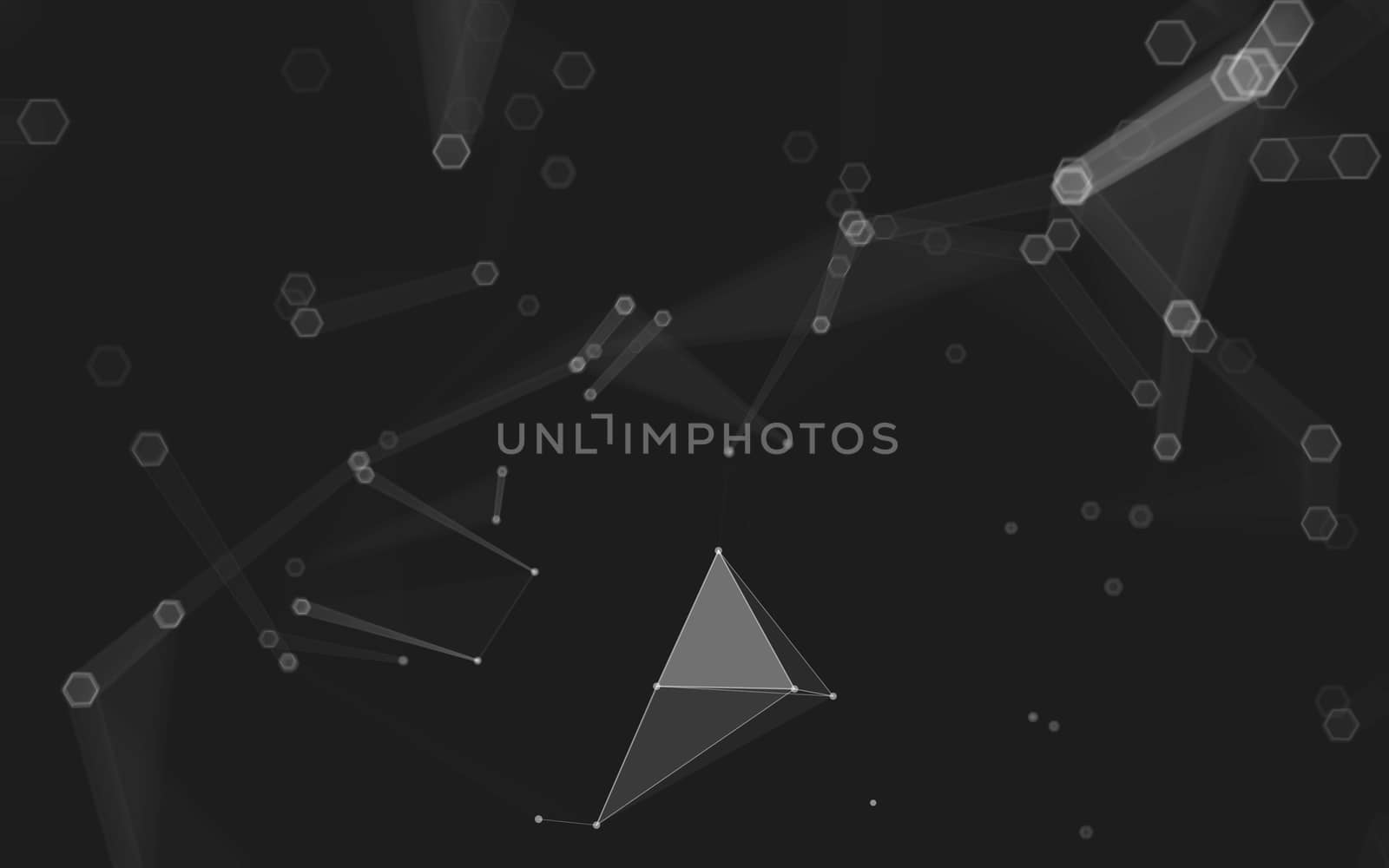 Abstract polygonal space low poly dark background with connecting dots and lines. Connection structure. 3d rendering