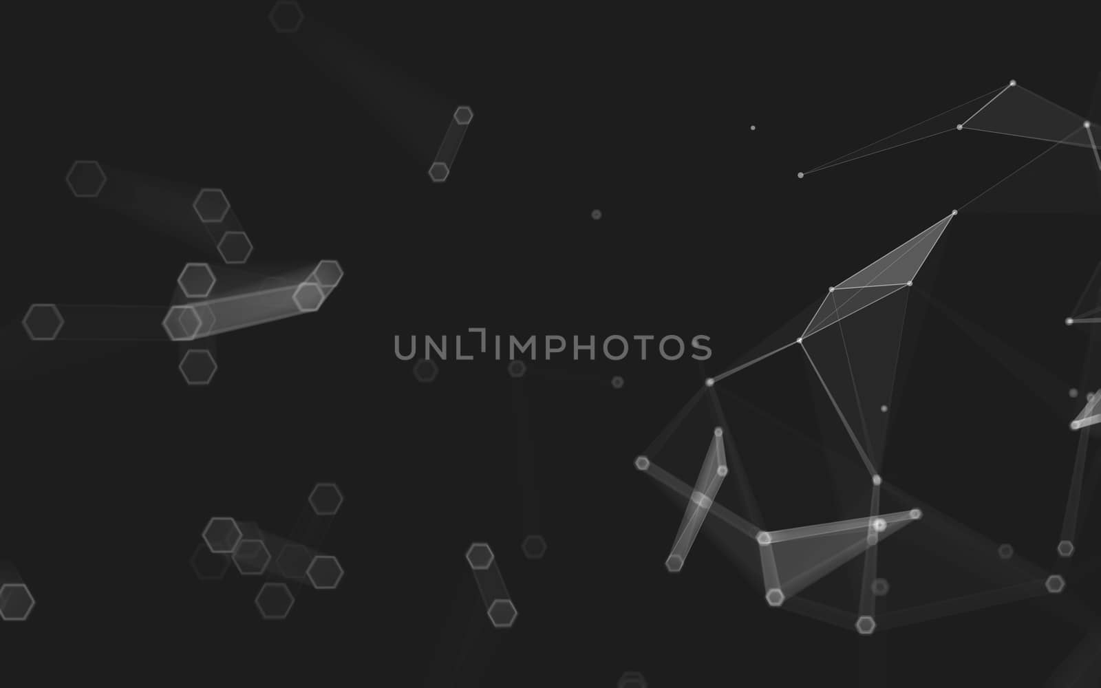 Abstract polygonal space low poly dark background with connecting dots and lines. Connection structure. 3d rendering