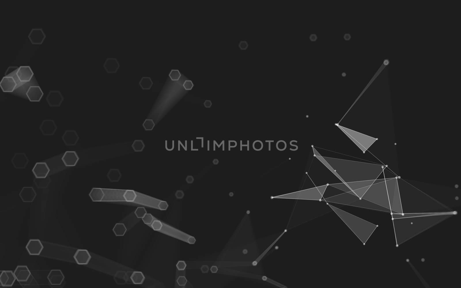 Abstract polygonal space low poly dark background, 3d rendering by teerawit