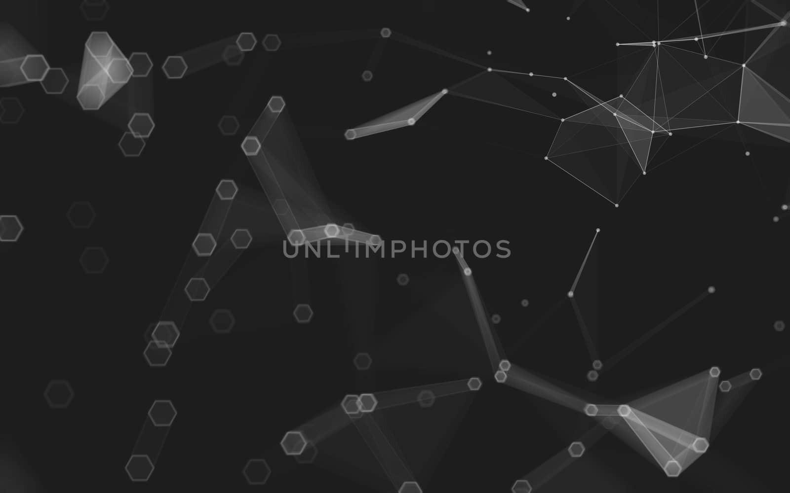 Abstract polygonal space low poly dark background with connecting dots and lines. Connection structure. 3d rendering