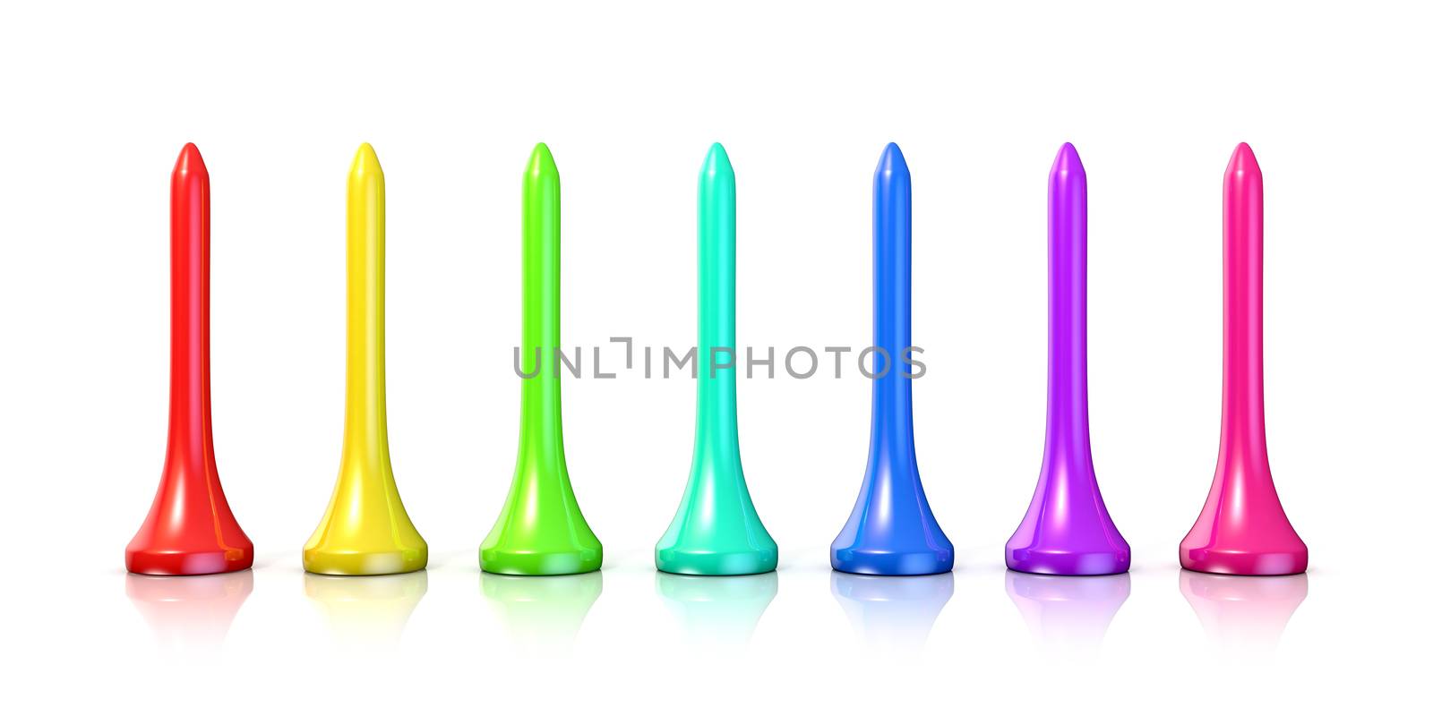 Colorful golf tees. 3D by djmilic