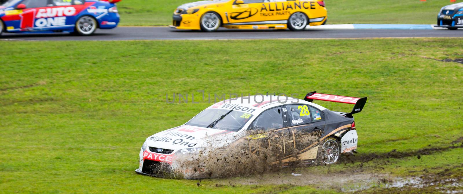 MELBOURNE/AUSTRALIA - SEPTEMBER 17, 2016: Dunlop Series Race 3 for the Sandown 500 'Retro' Endurance race at Sandown raceway.