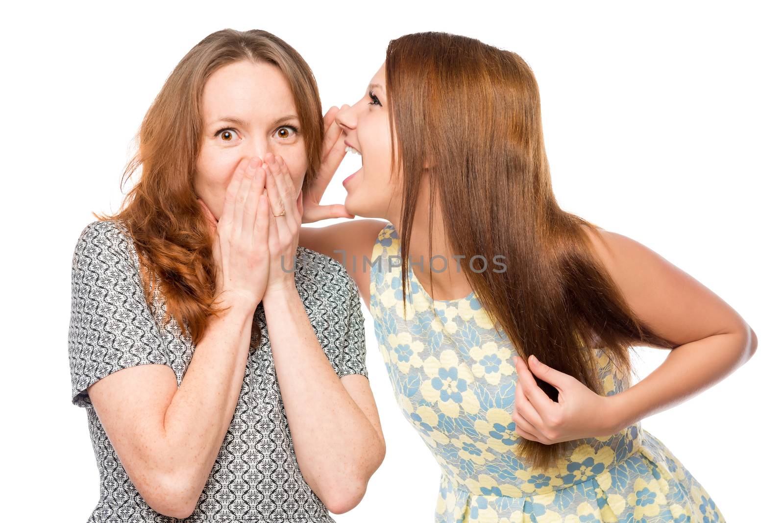 best friend tells a secret isolated on white background