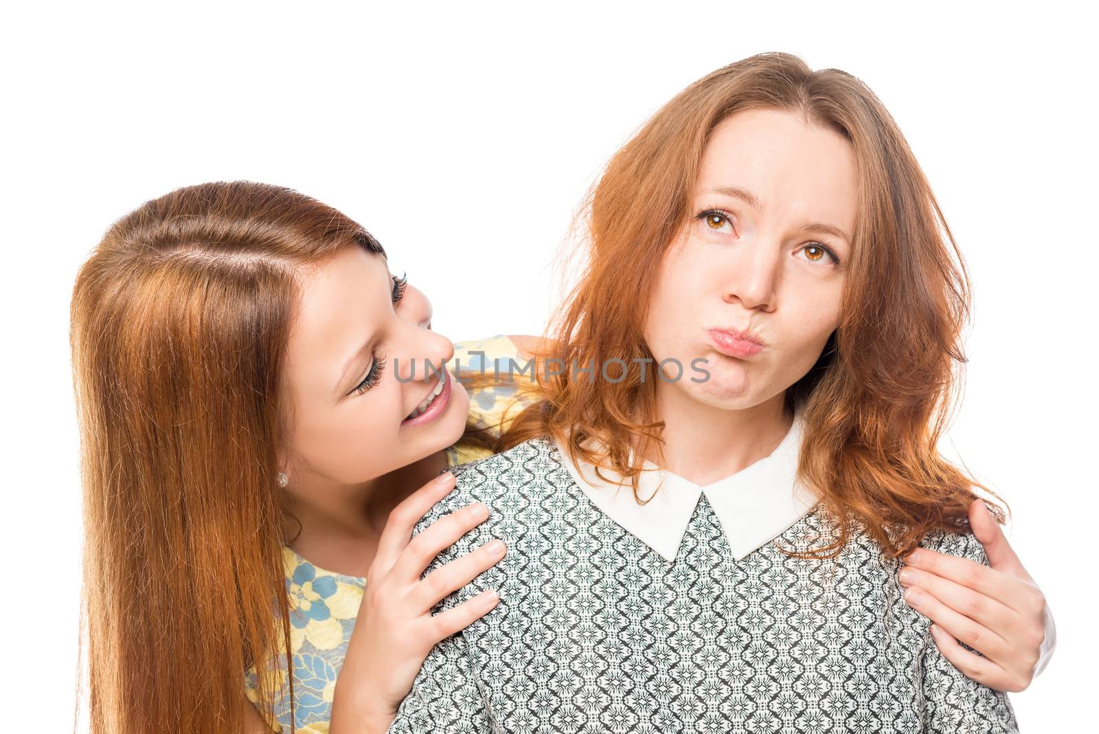 caring girl comforting her distressed a girlfriend, isolation