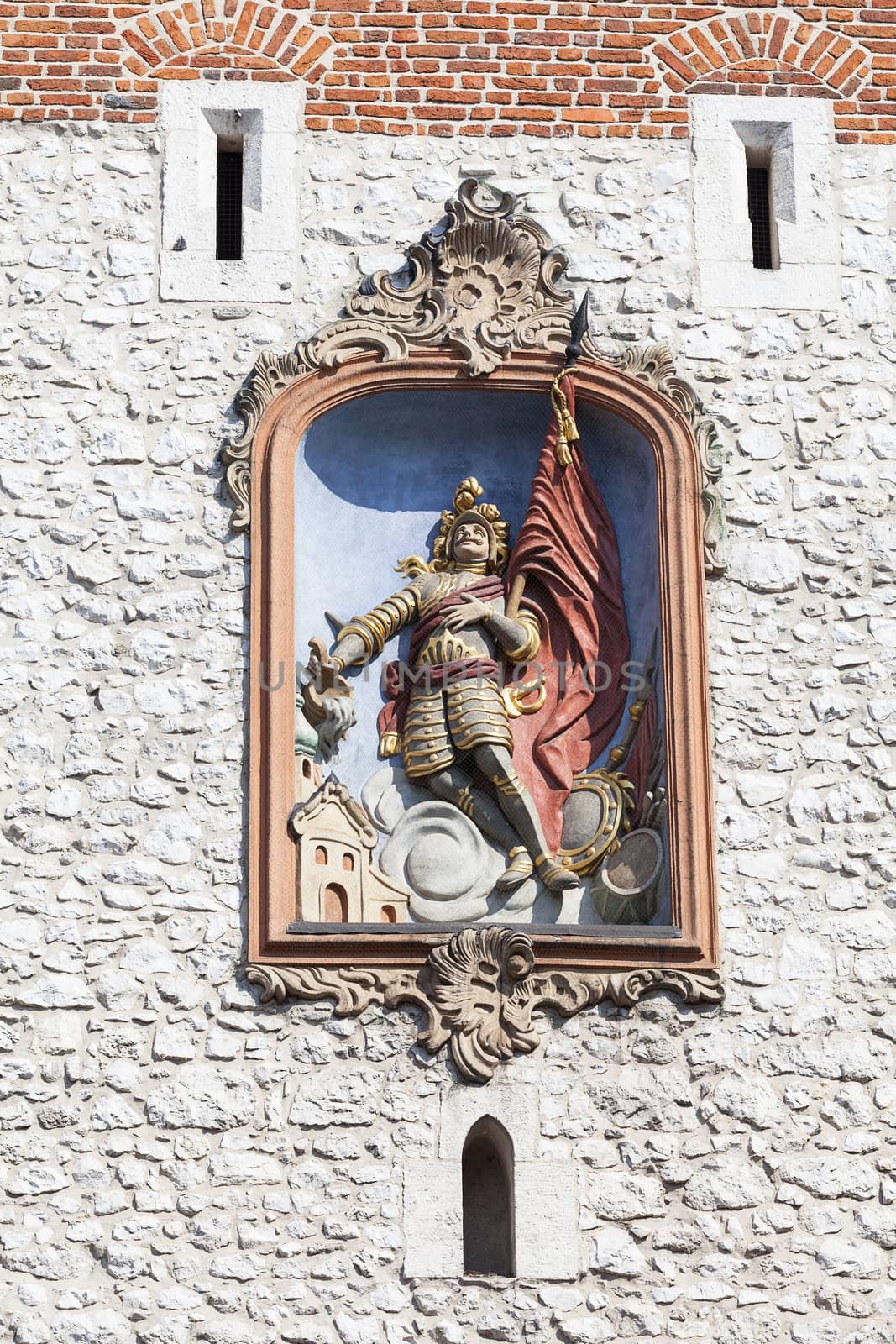 Relief of St. Florian on Florian Gate, Old Town, Krakow, Poland